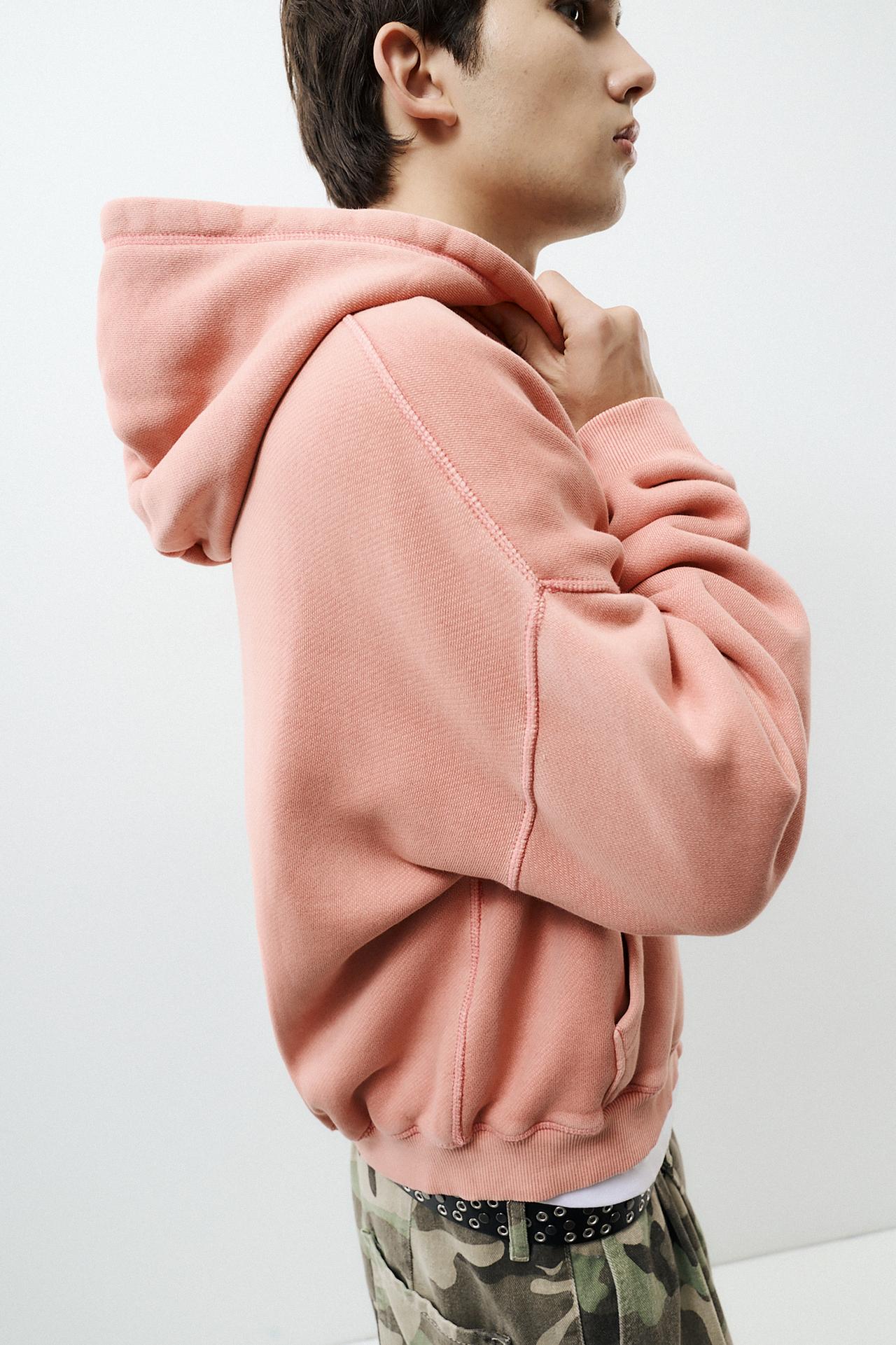 Hoodie with zip fastening — Coral