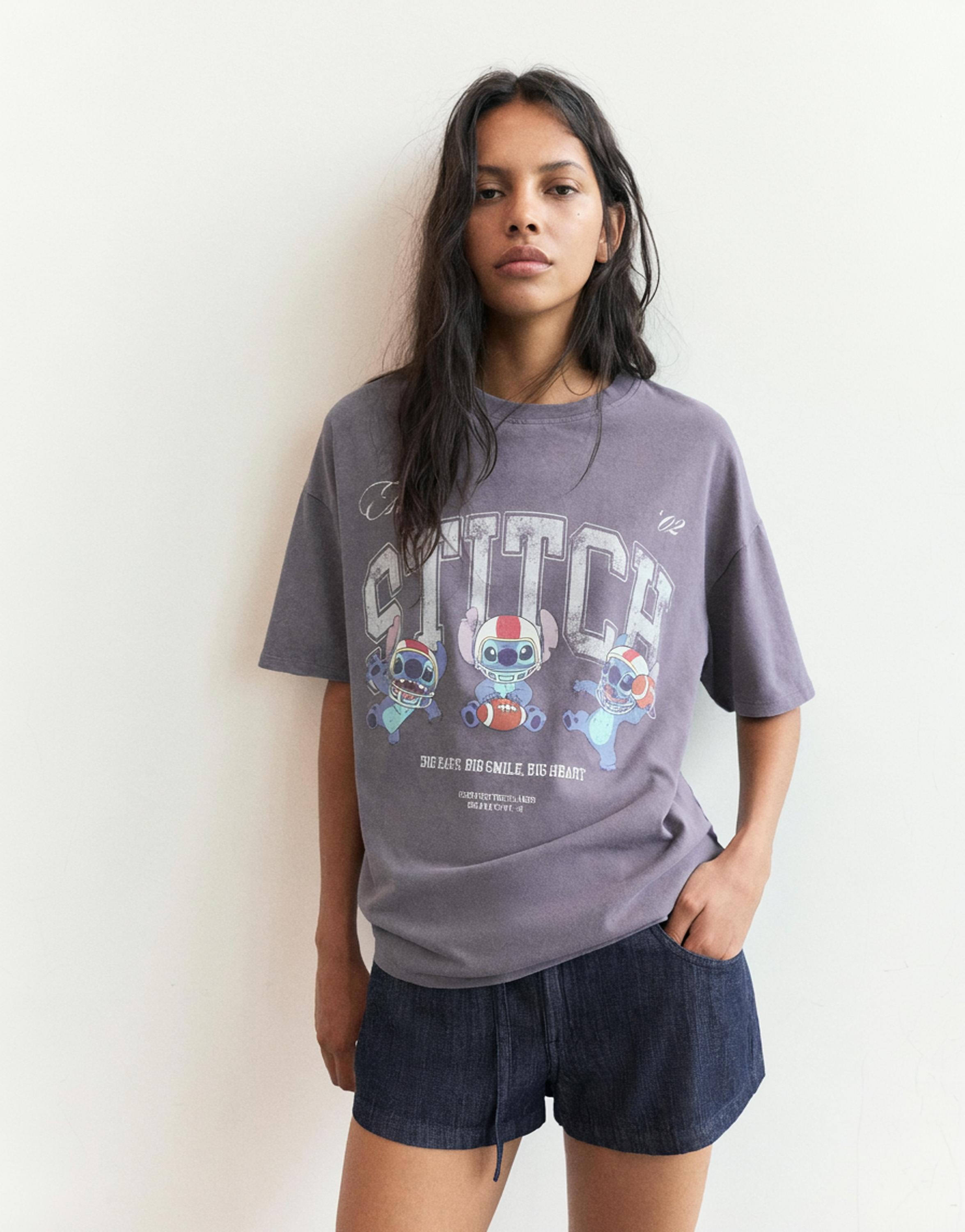 Lilo & Stitch cropped T-shirt — Faded black