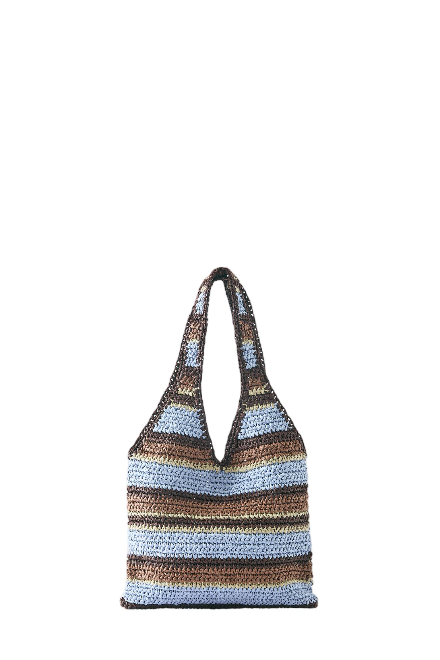 Striped woven shoulder bag — Blue