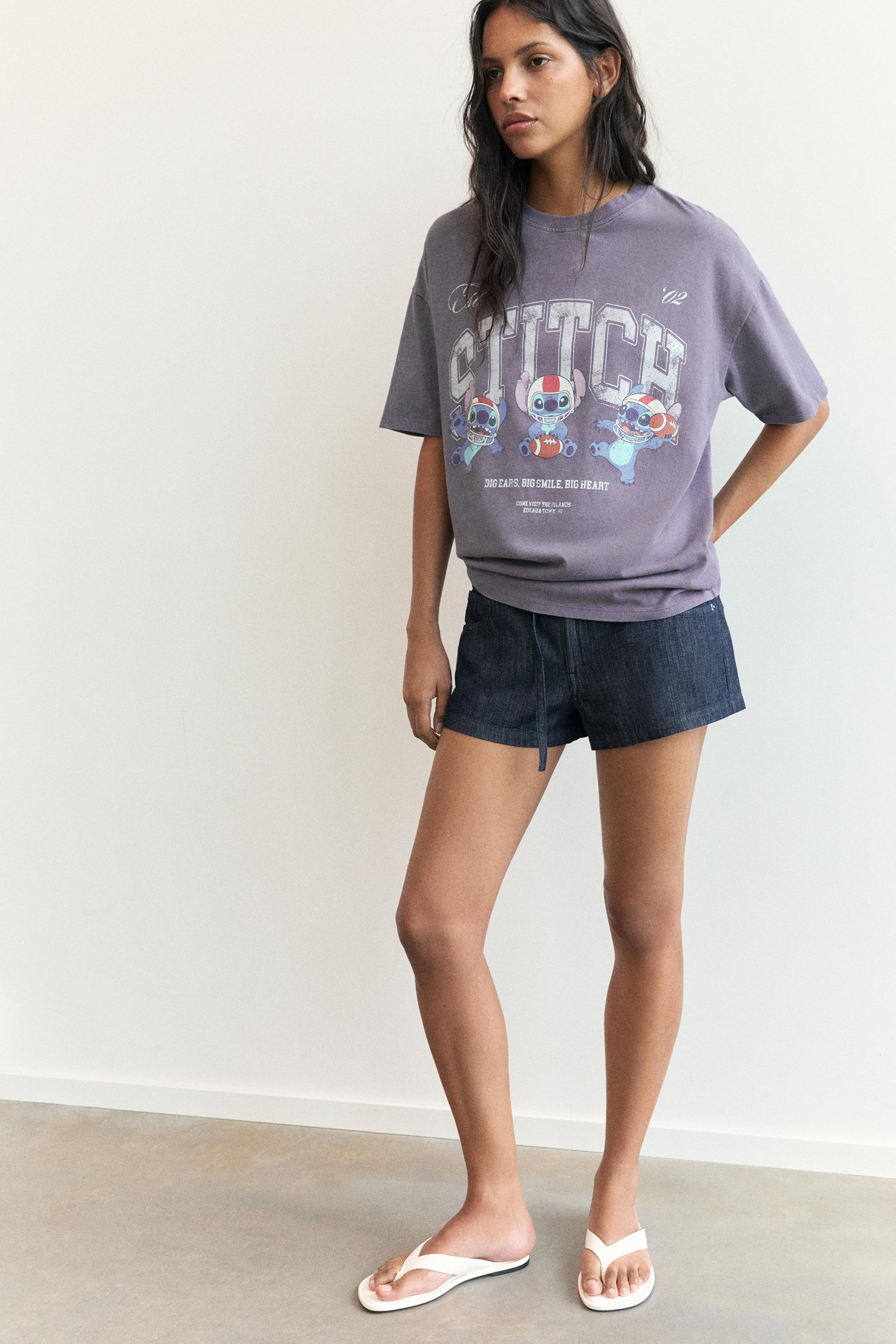 Lilo & Stitch cropped T-shirt — Faded black