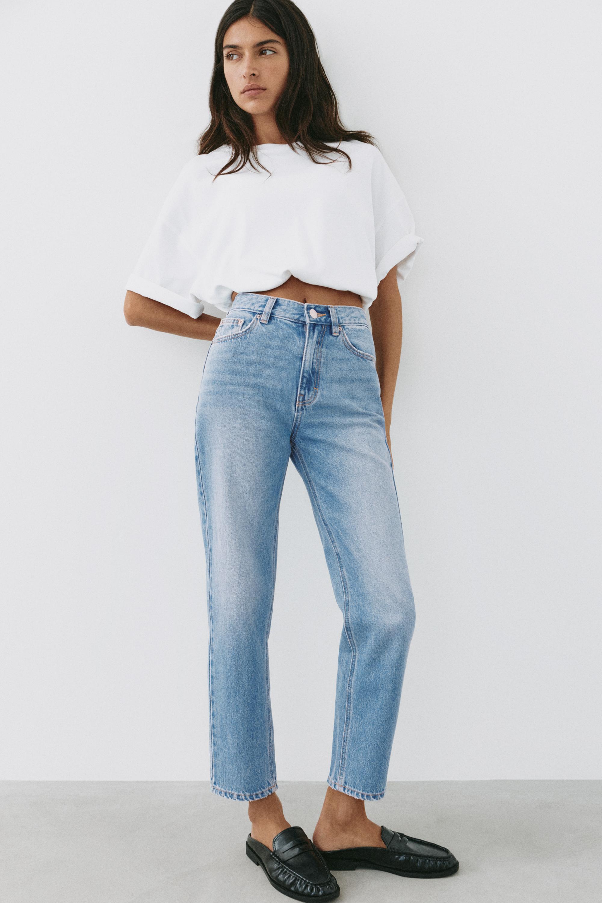 High-waist mom jeans — Medium blue