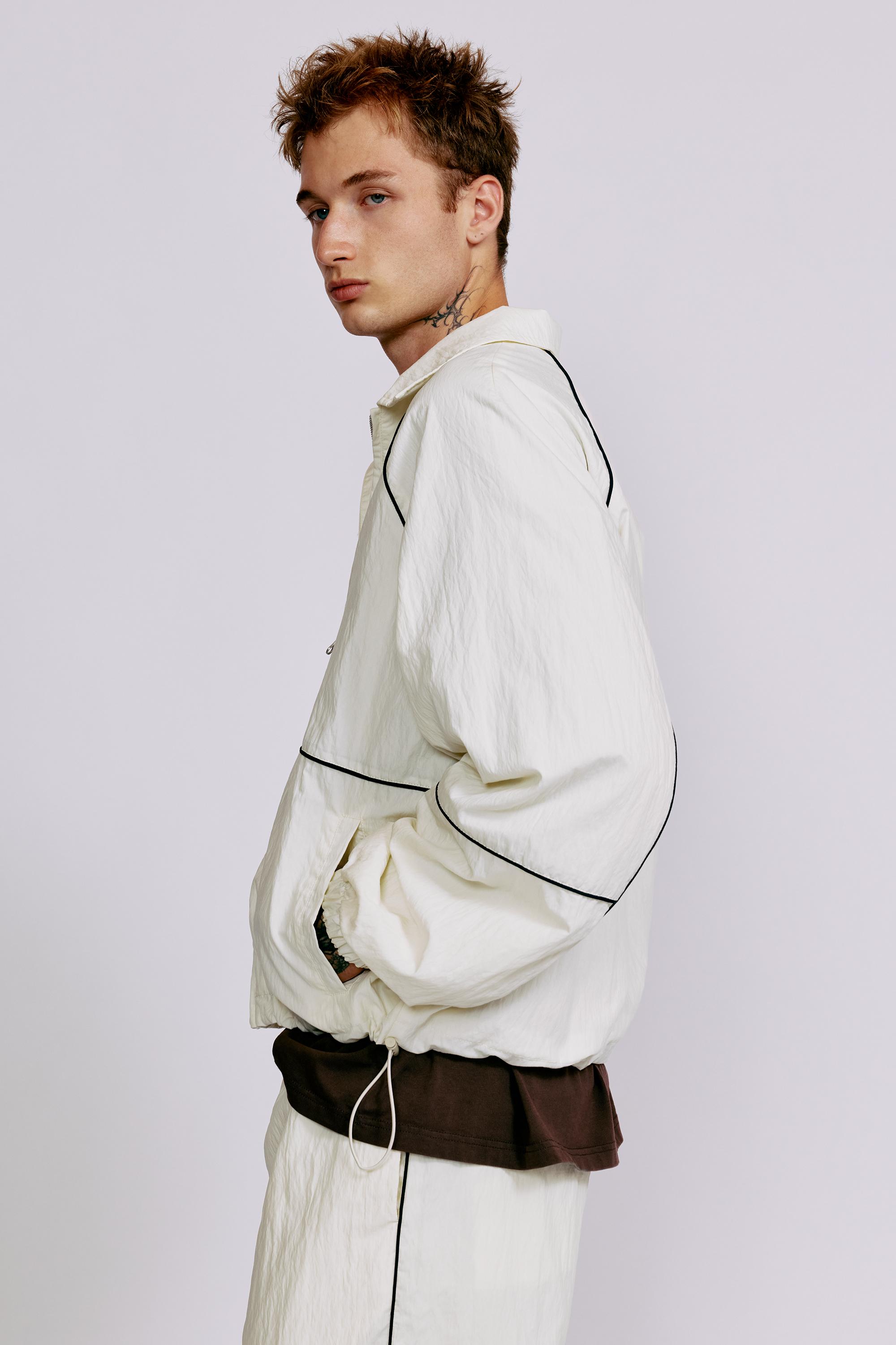 Lightweight contrast stitch jacket — Off white