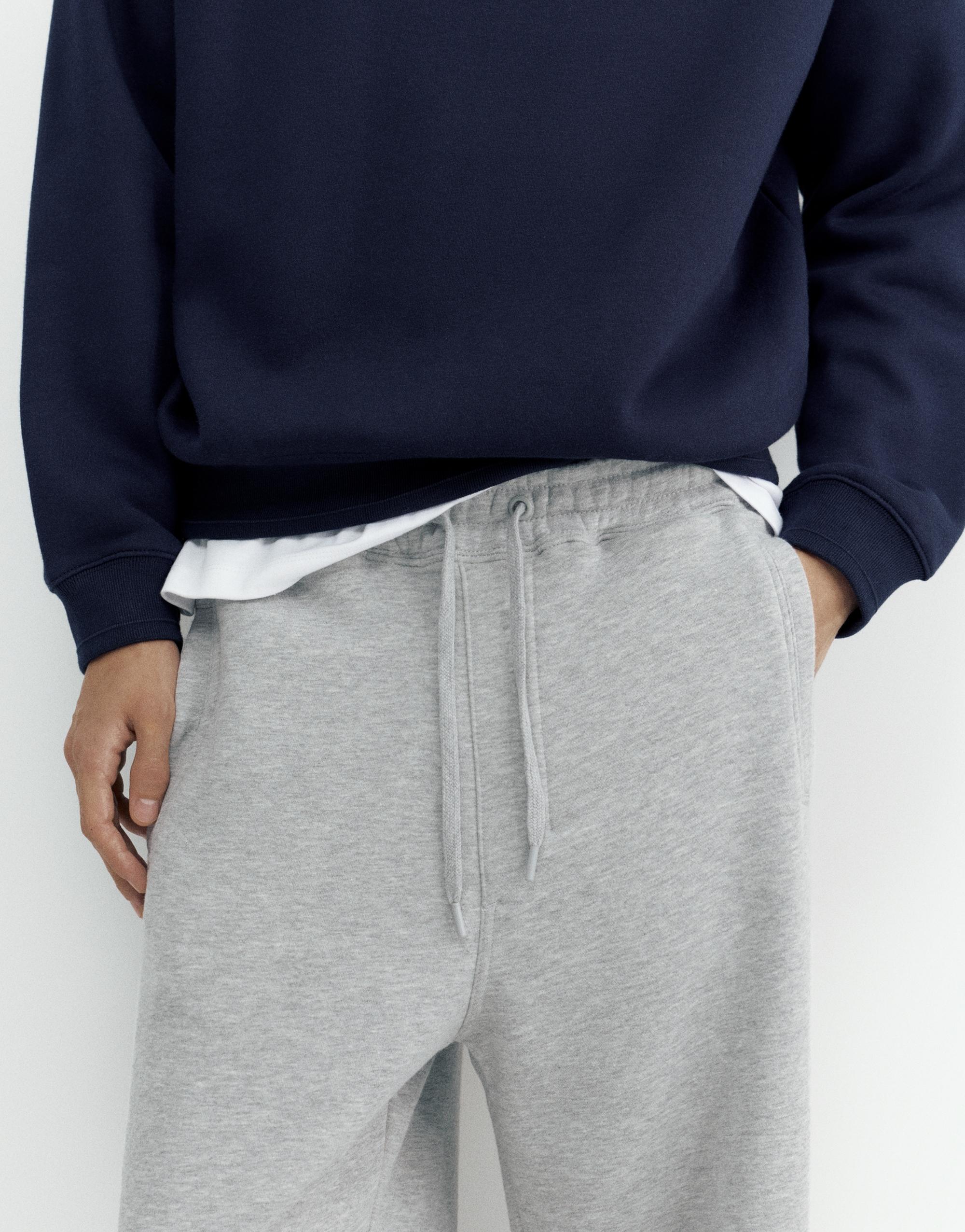 Basic baggy tracksuit bottoms — Grey marl