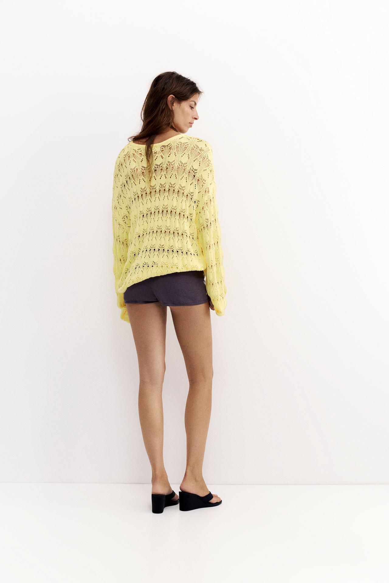 Yellow cutwork jumper — Yellow