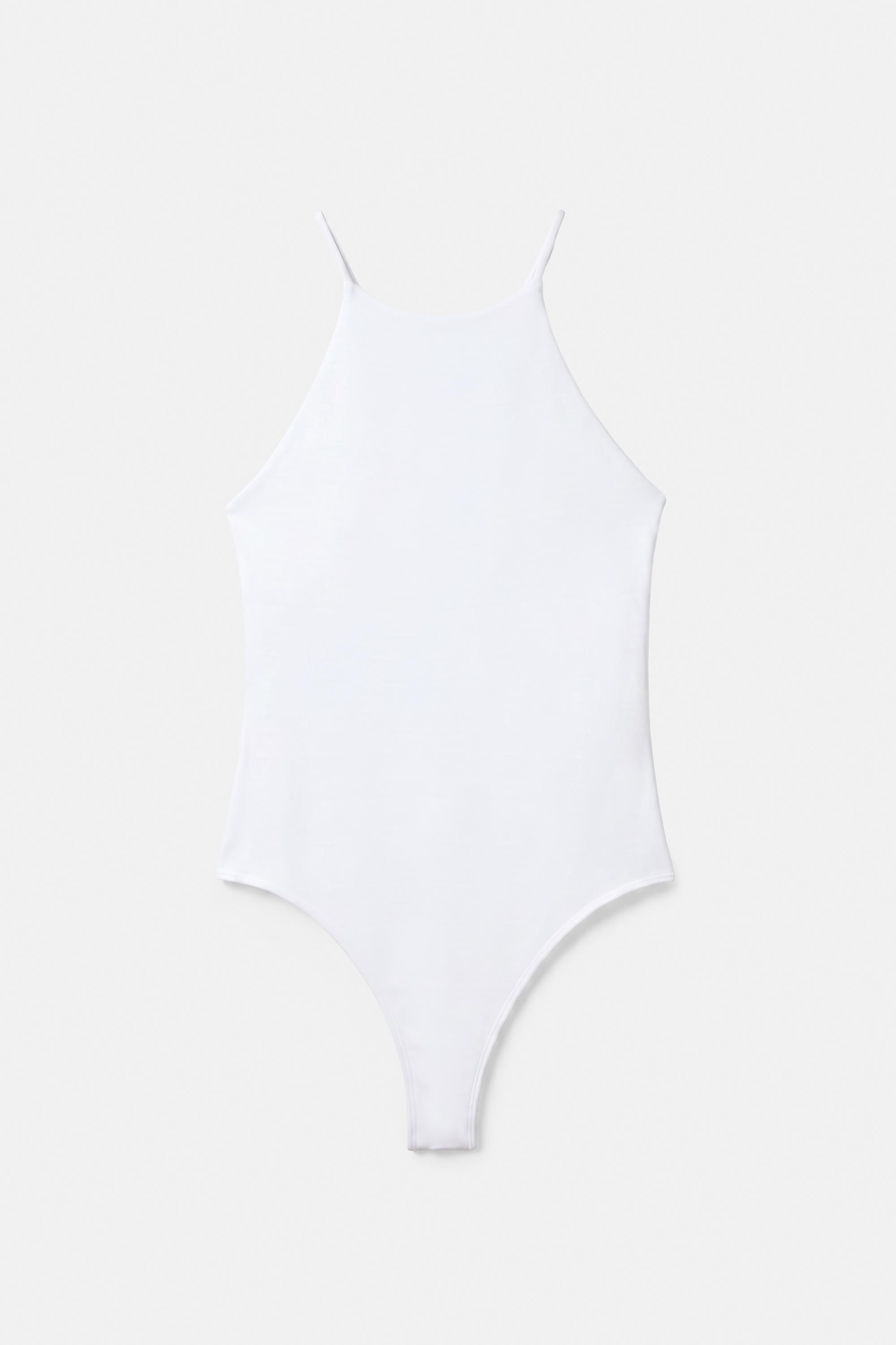 Halter strappy bodysuit — White