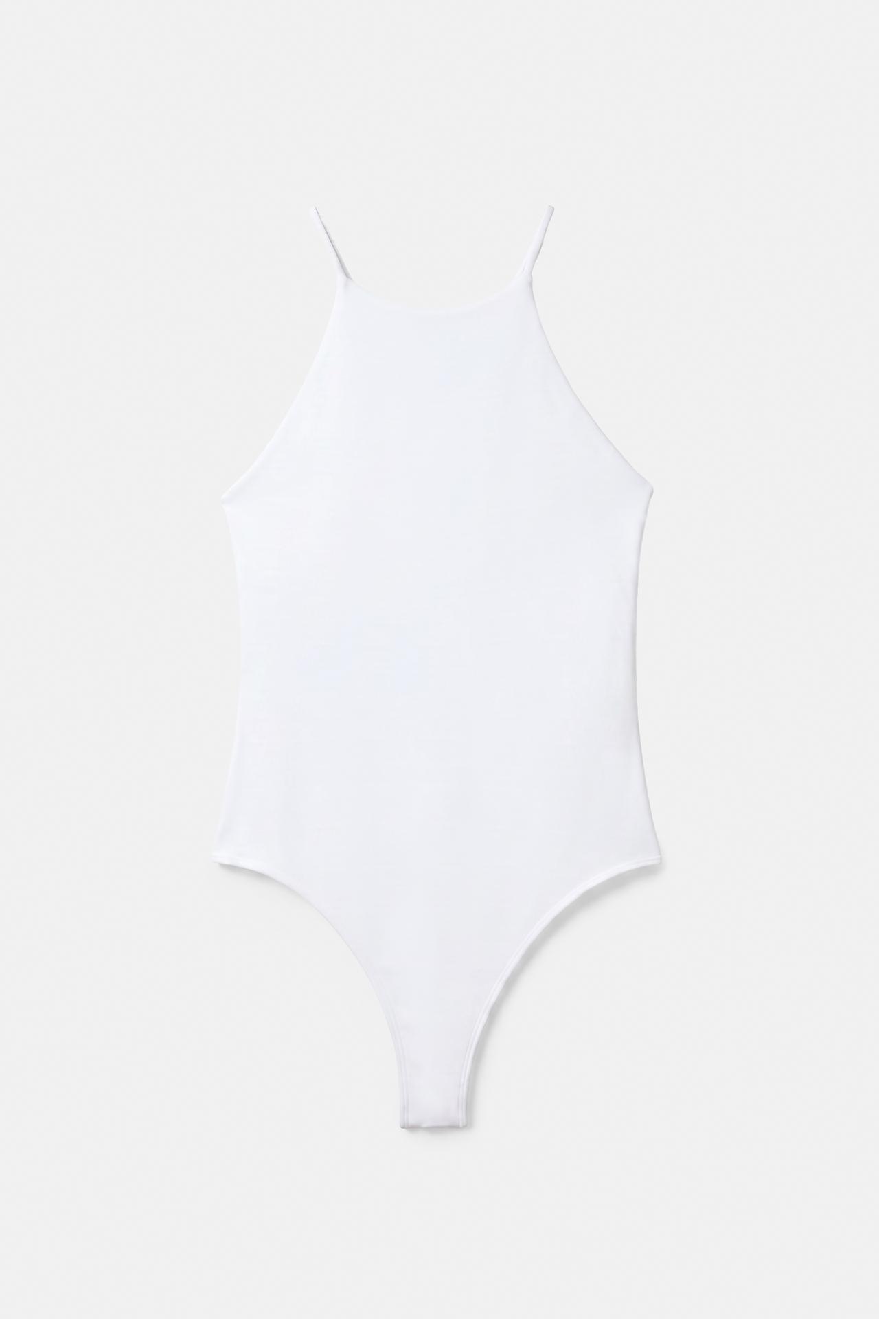Halter strappy bodysuit — White