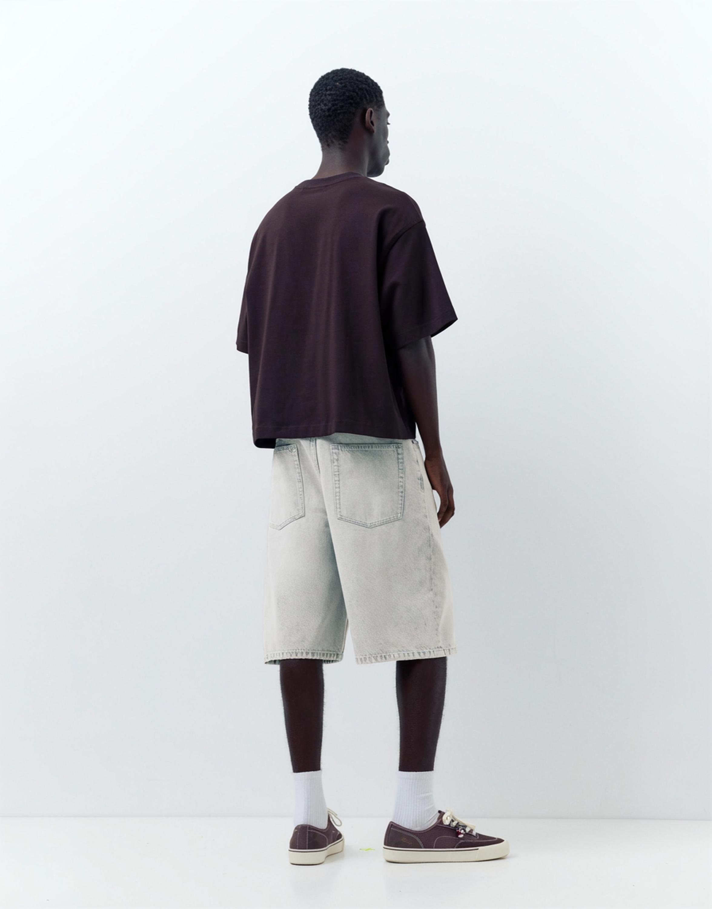 Skater denim Bermuda shorts — Pale grey