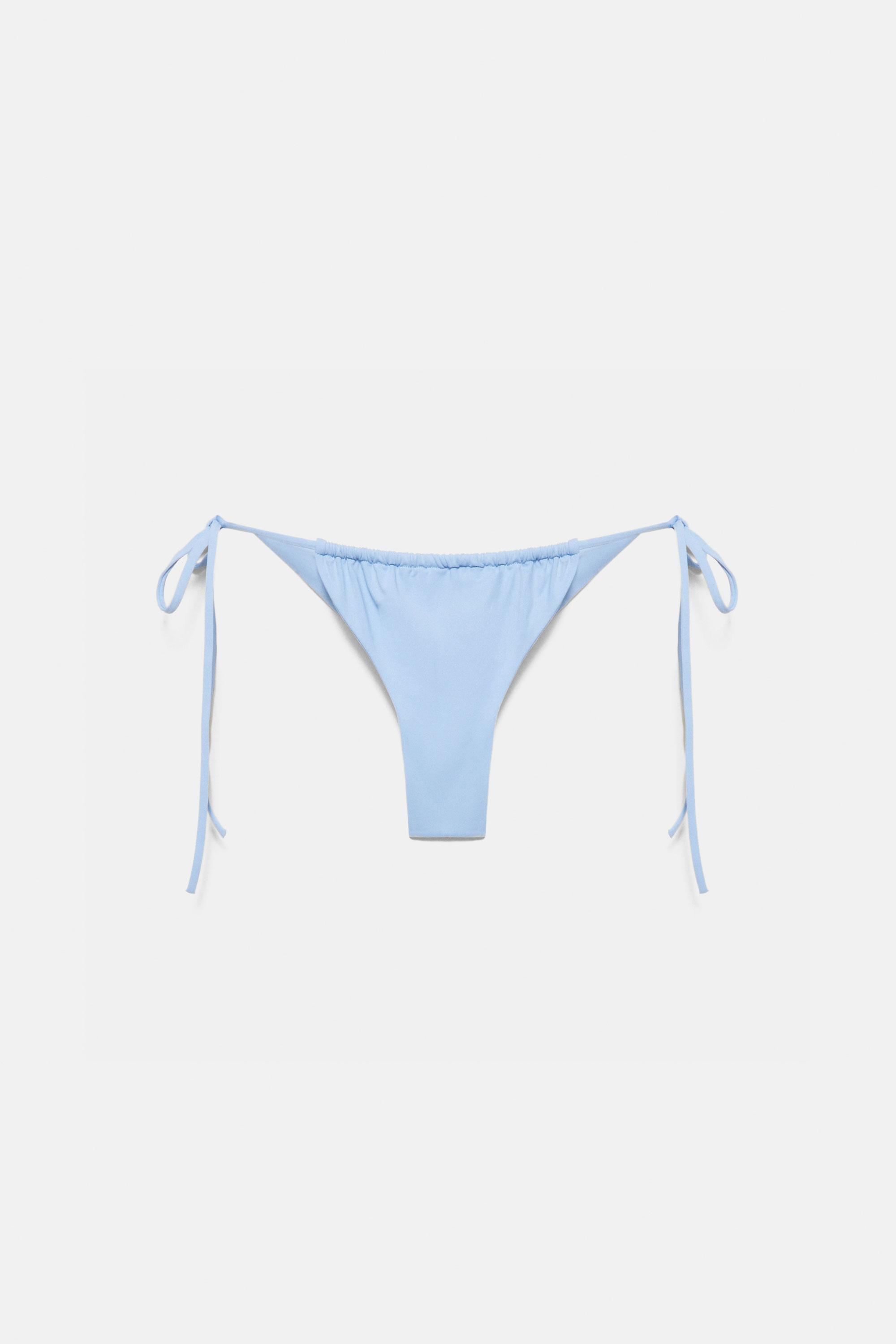Draped bikini bottoms — Pale blue