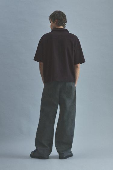 Short sleeve text polo shirt — Black 2
