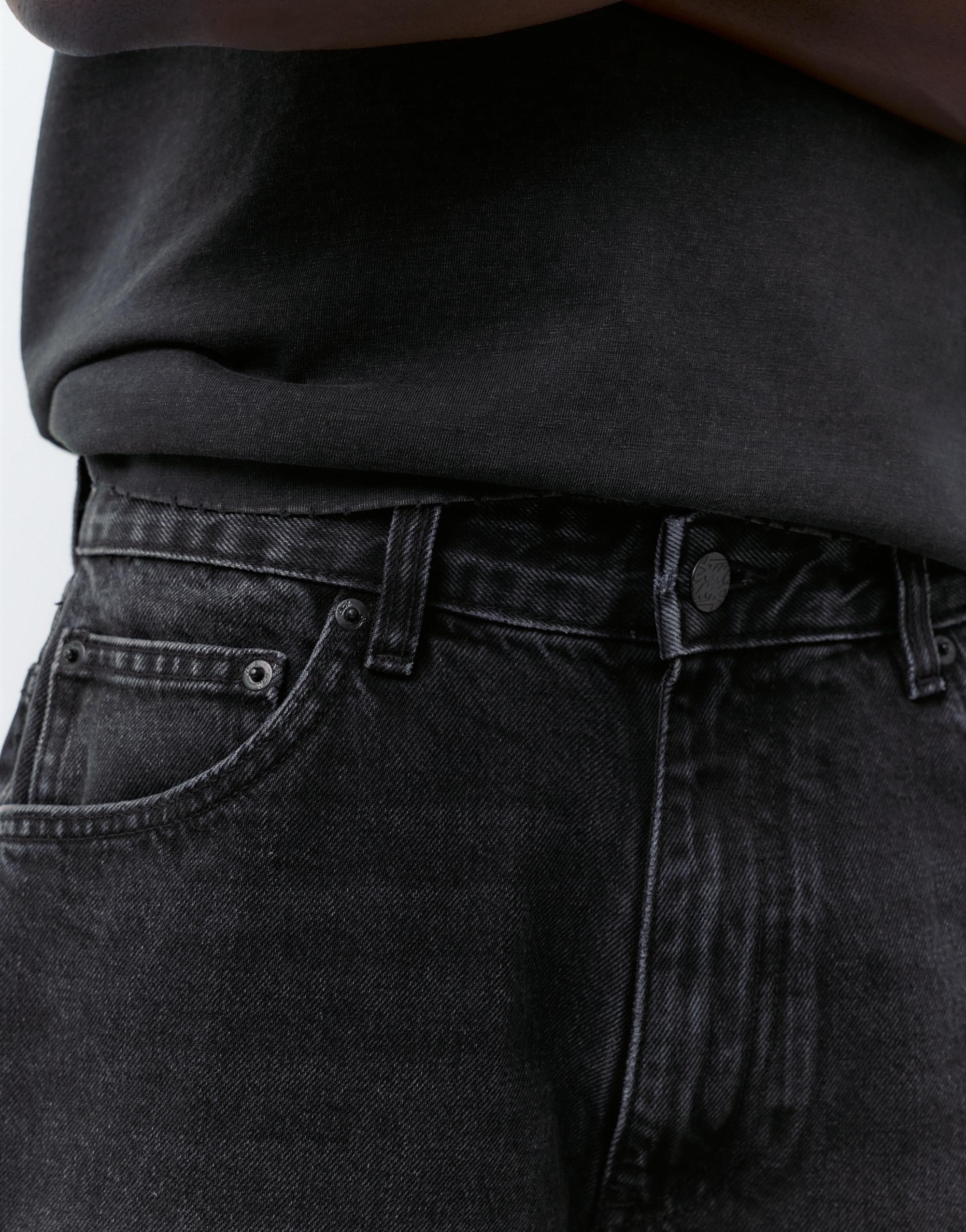 Baggy denim Bermuda shorts — Faded black