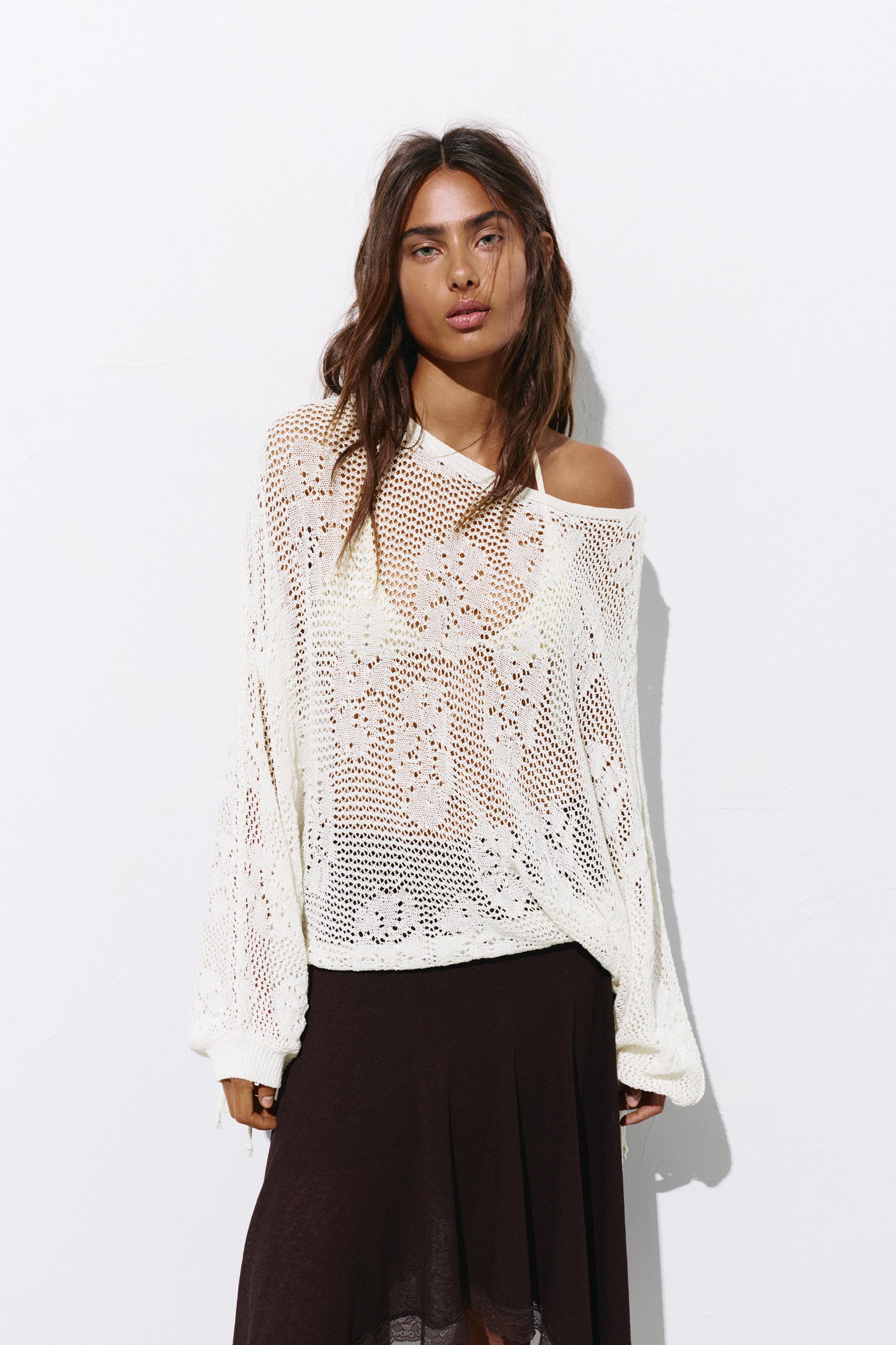 Cutwork knit jumper — Ecru