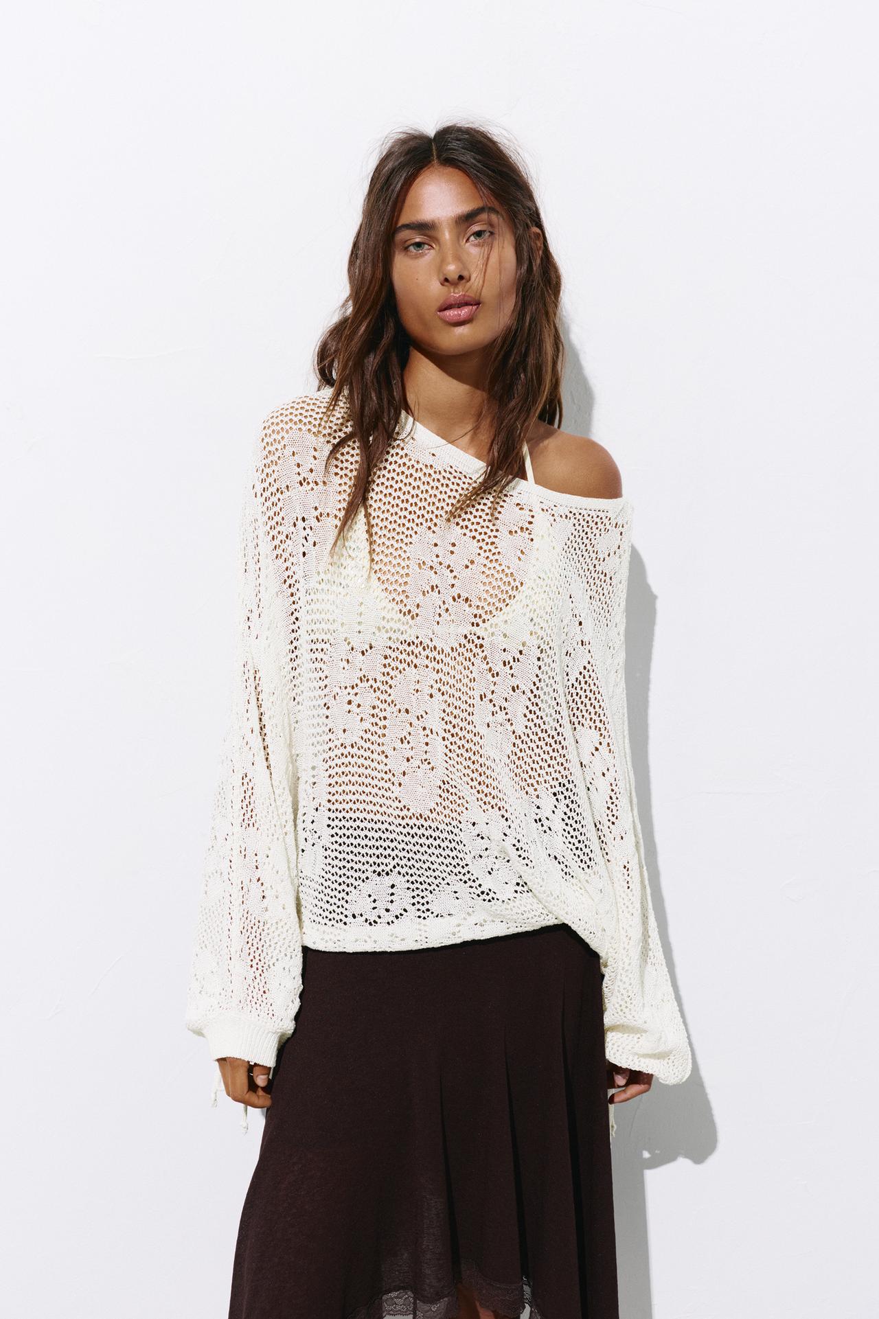 Cutwork knit jumper — Ecru