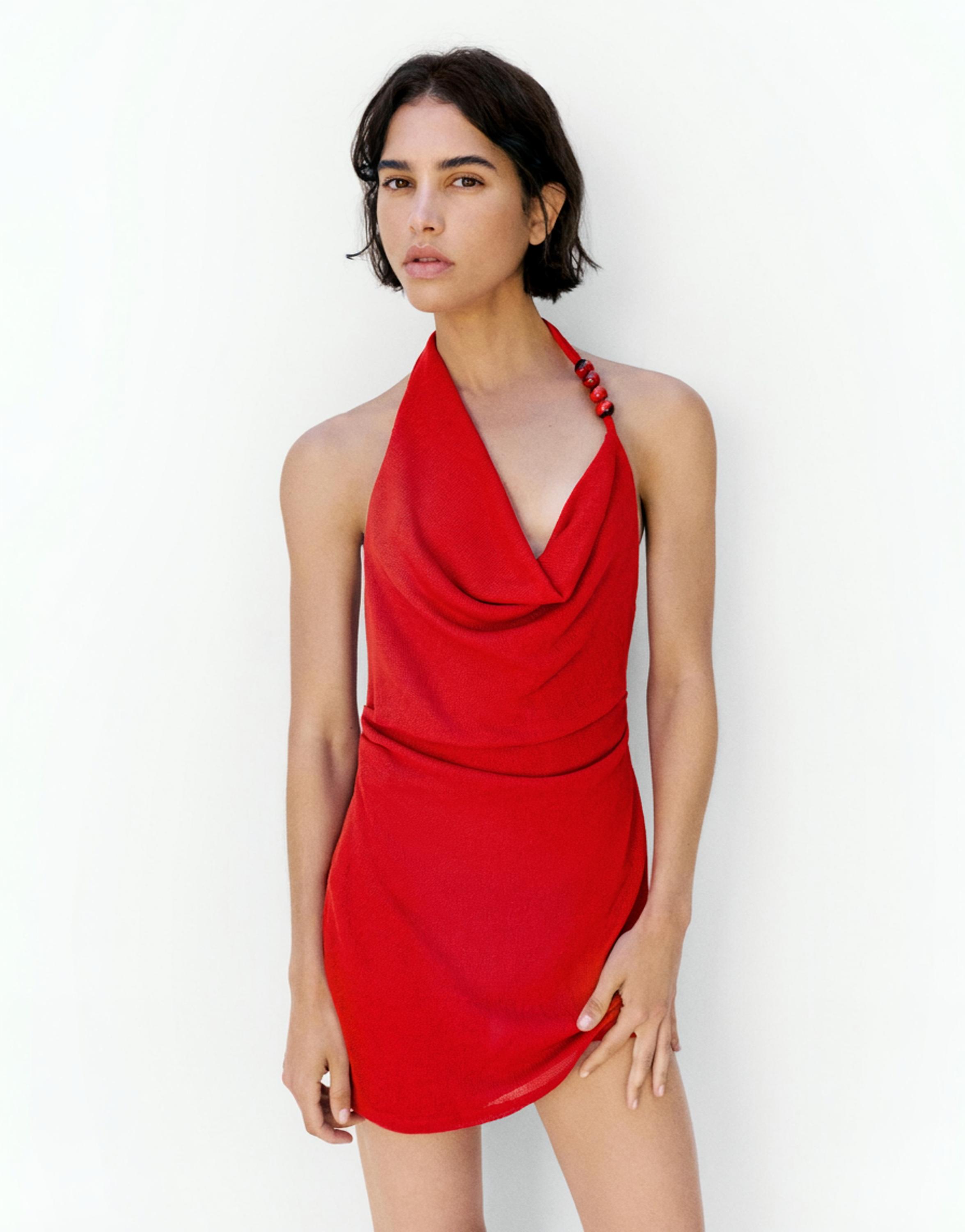 Short red dress — Dark pink