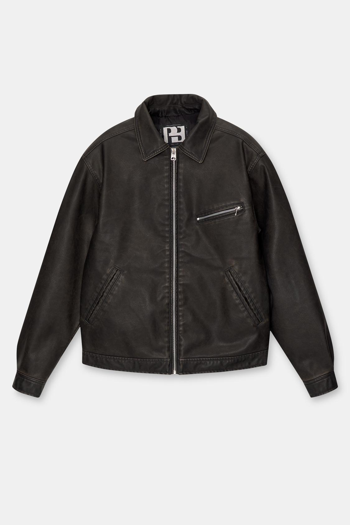 Leather Biker Jacket Giacca Di Pelle Uomo Pull And Bear Leather