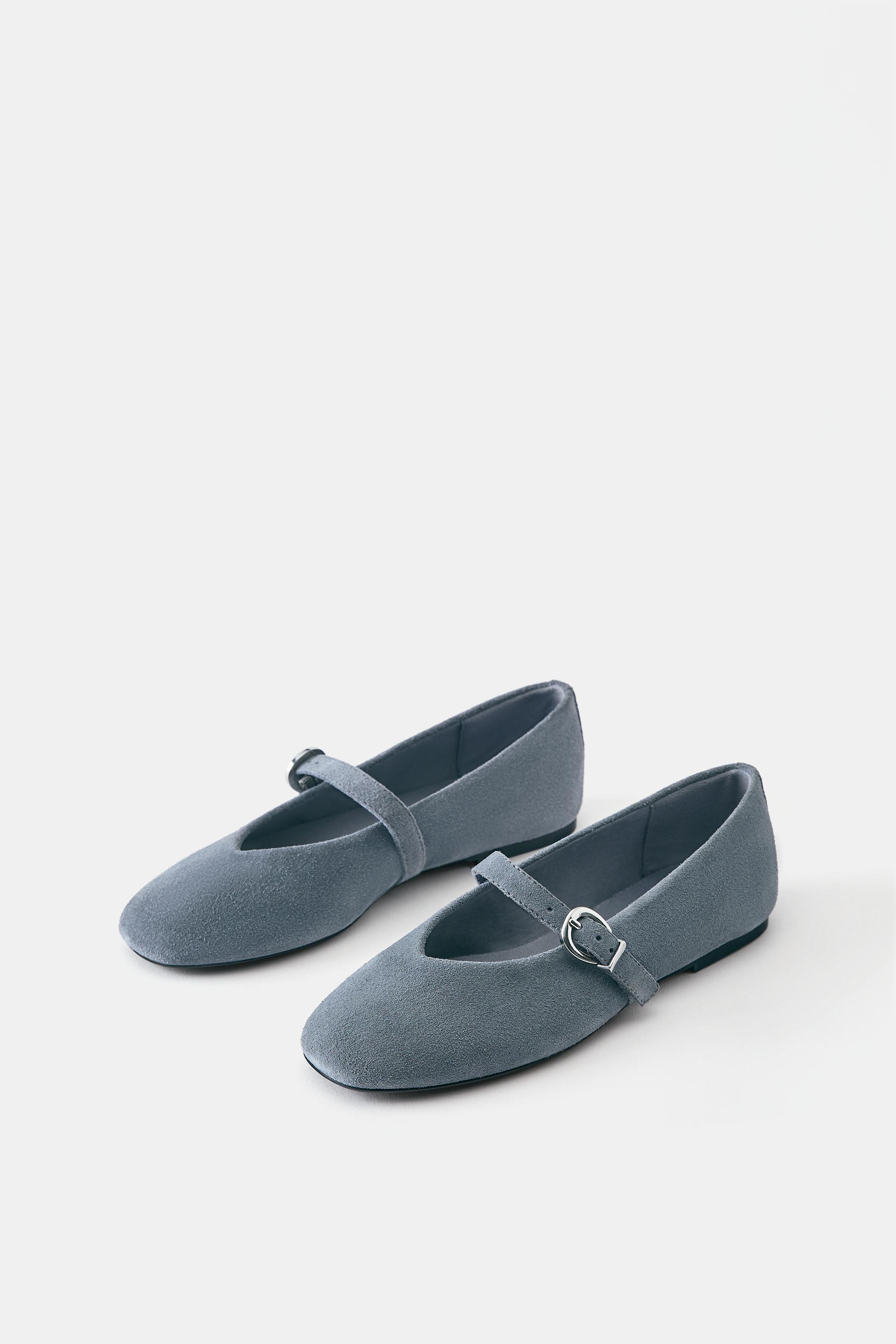 Leather ballerinas — Blue