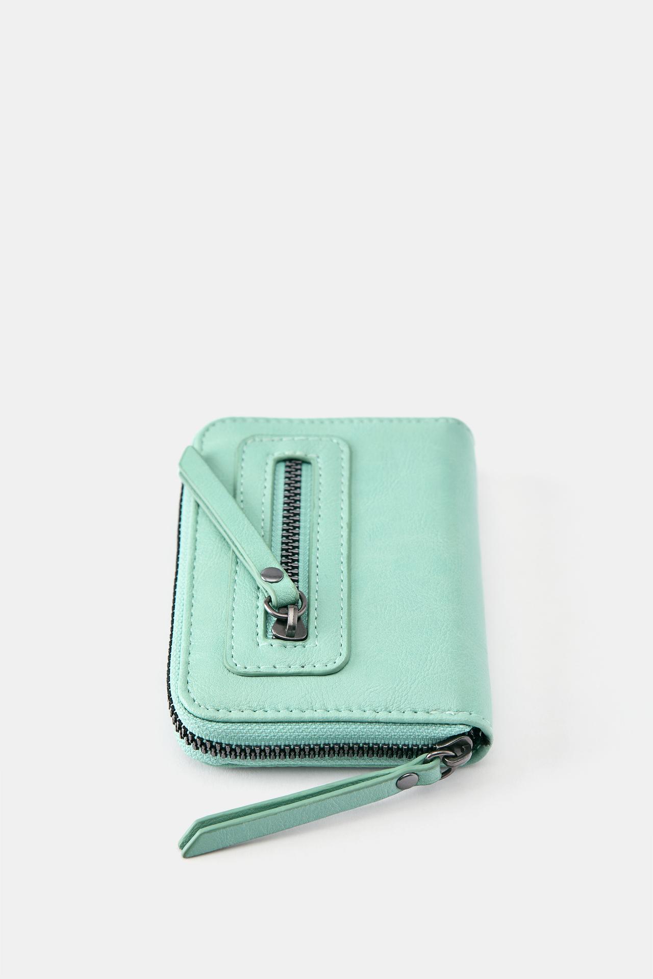 Suede zip wallet — Blue