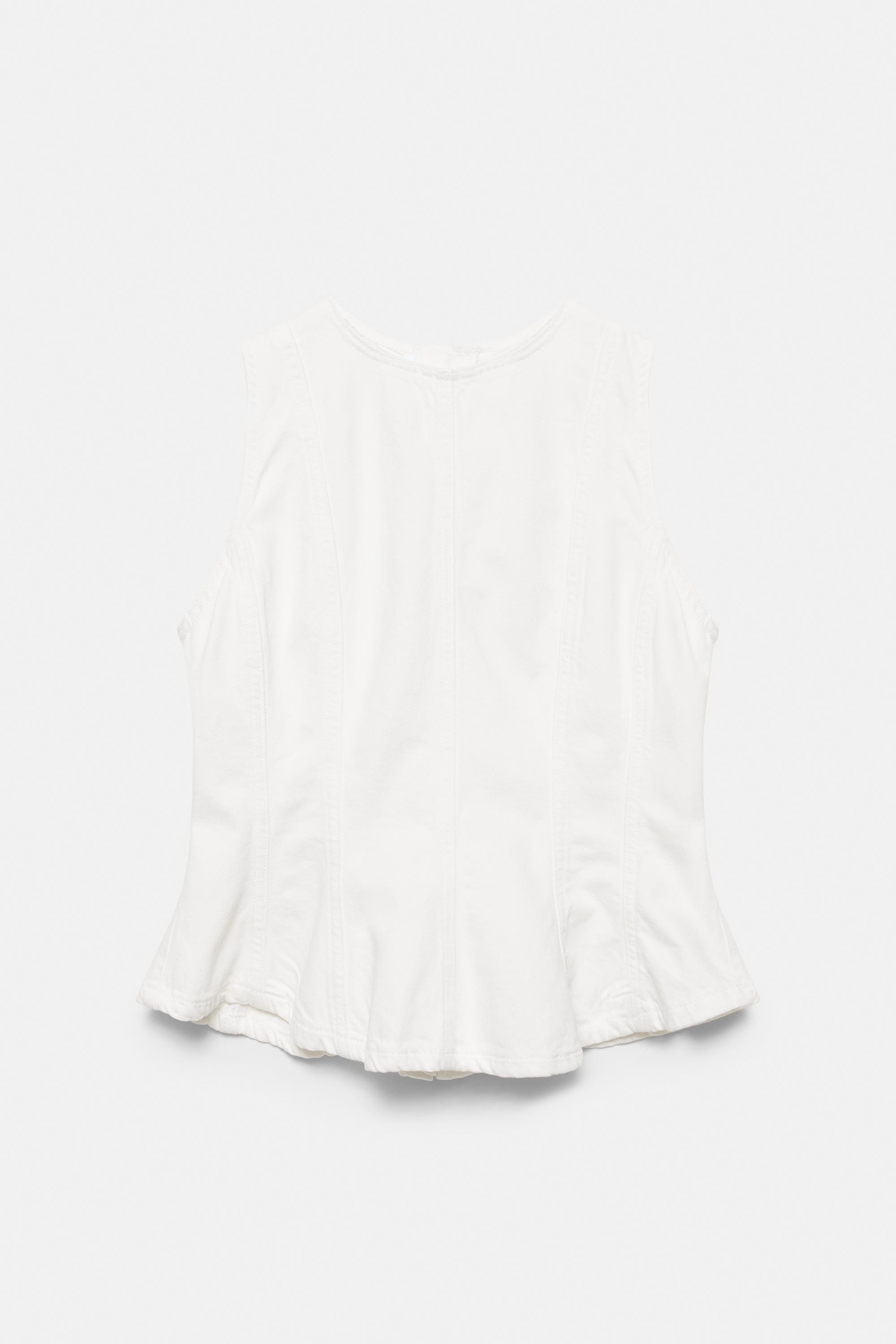 Denim peplum top - Görsel 5