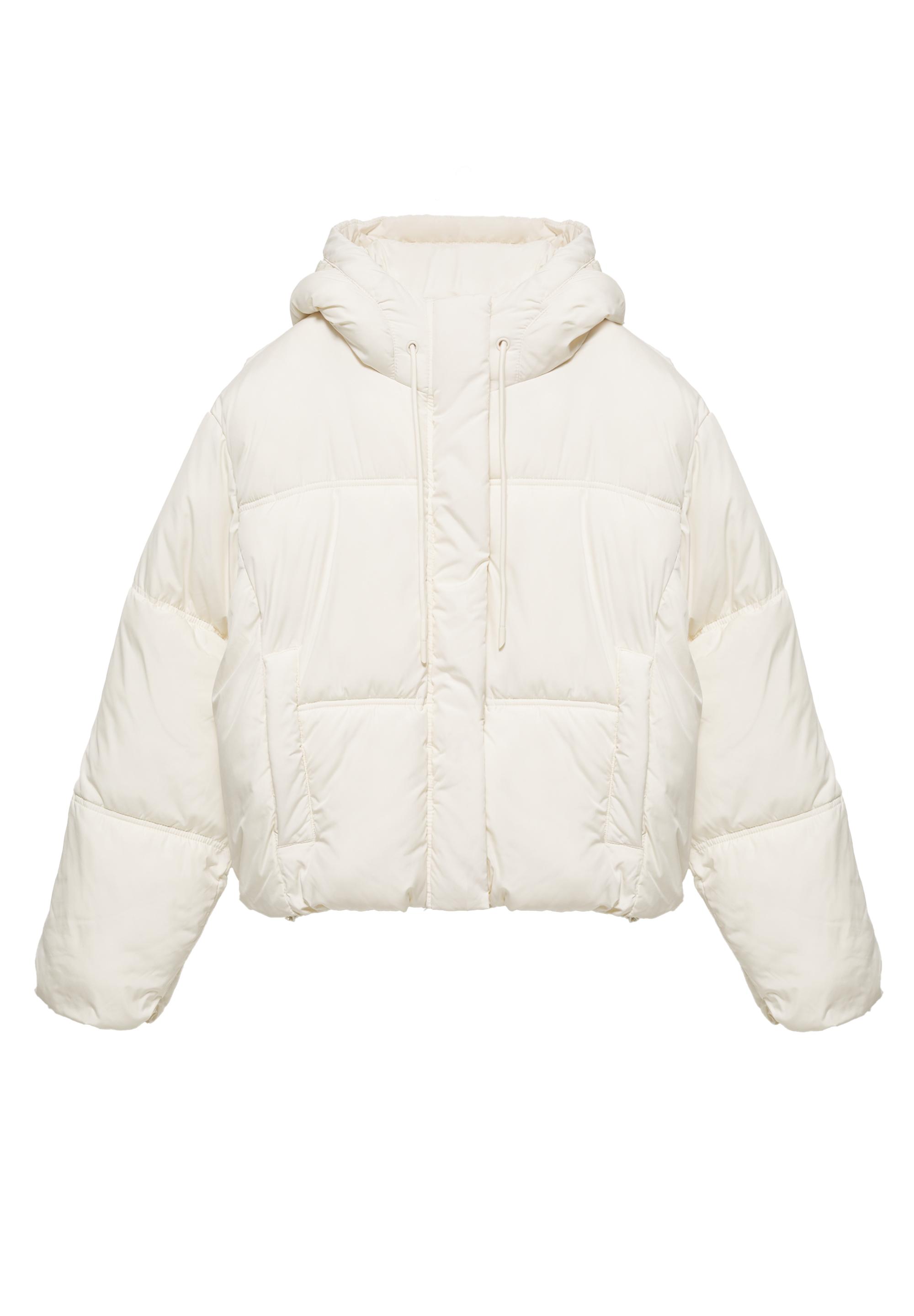 Cropped puffer jacket — Ecru