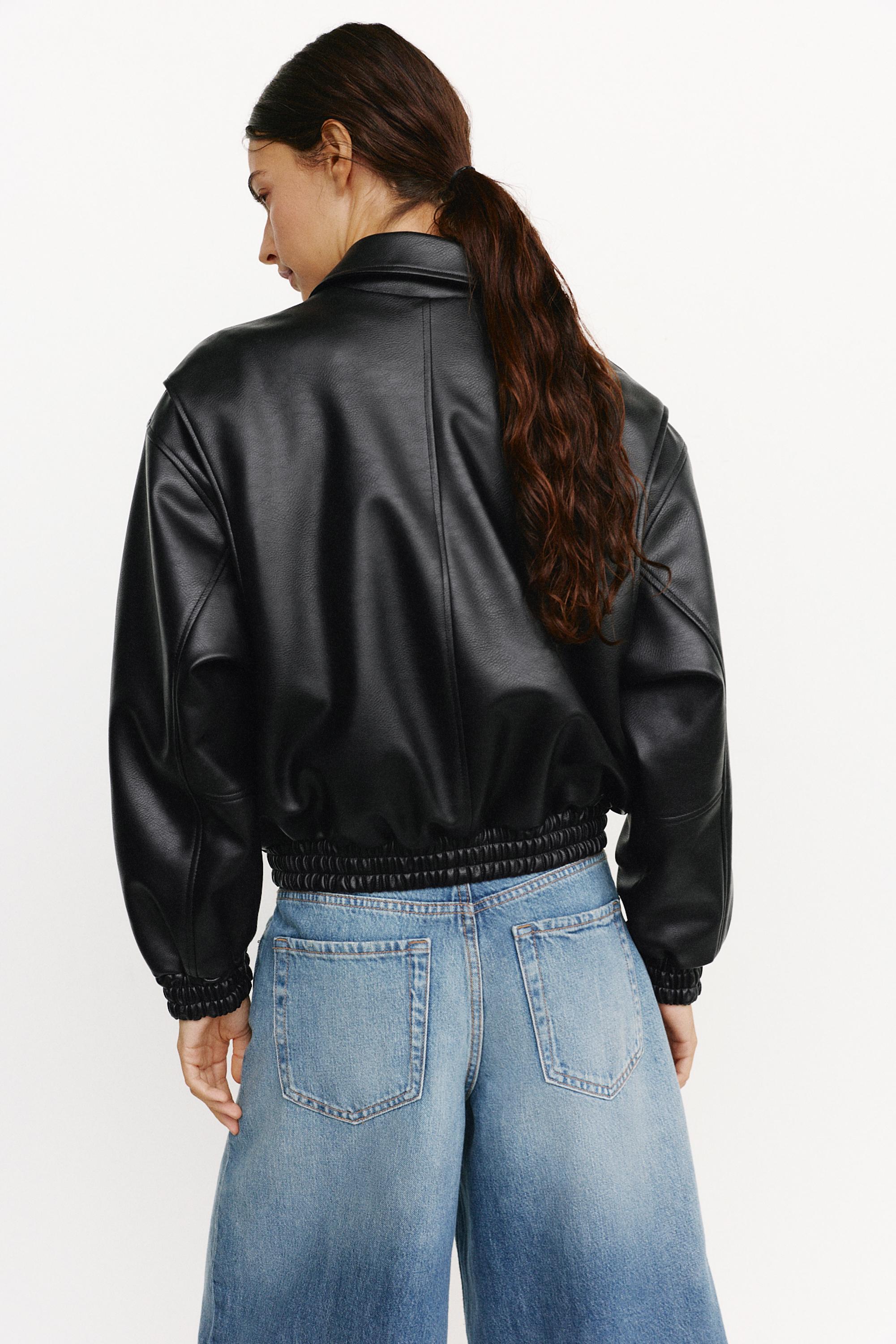 Leather effect dad jacket — Black