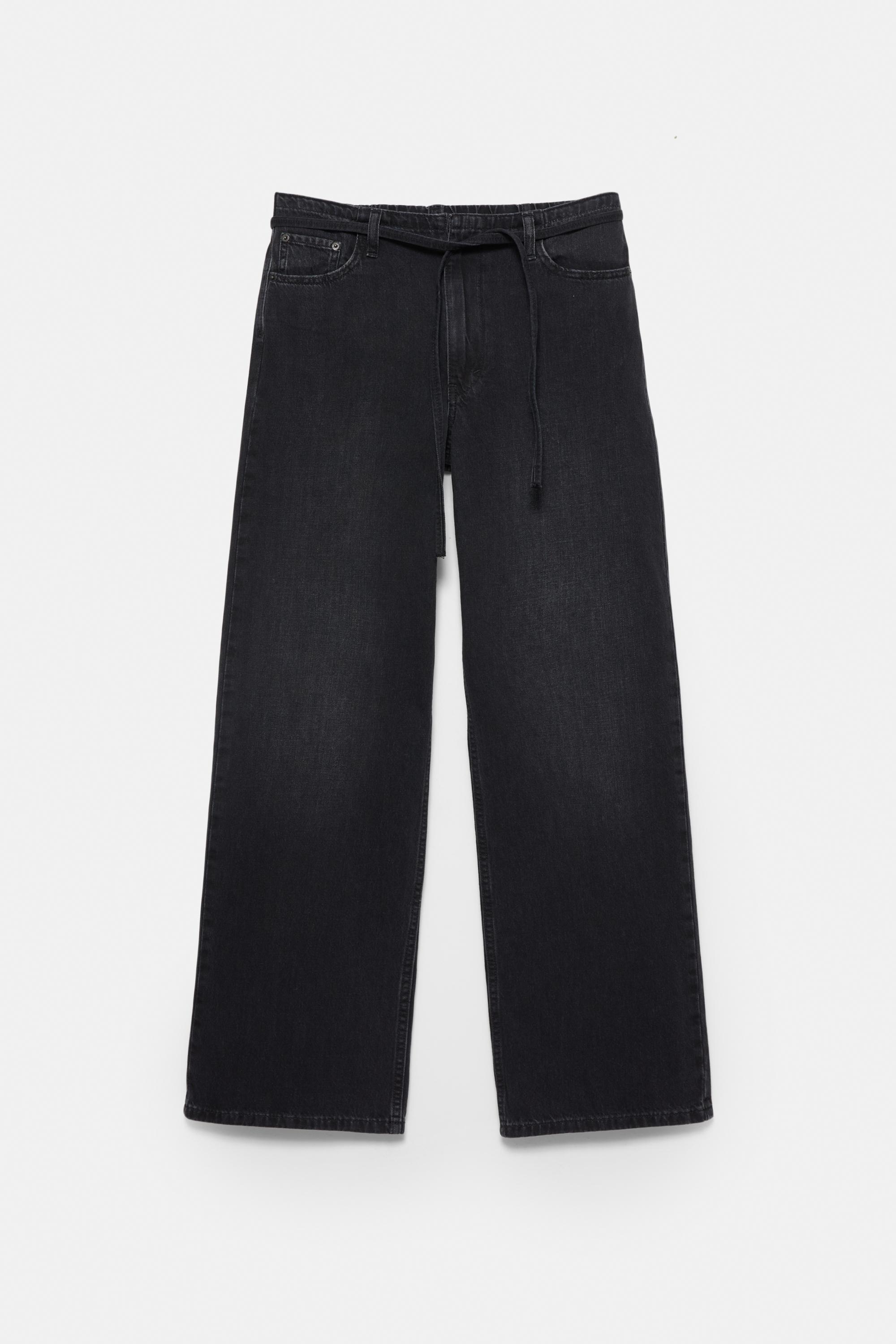 Baggy jeans with drawstring — Black