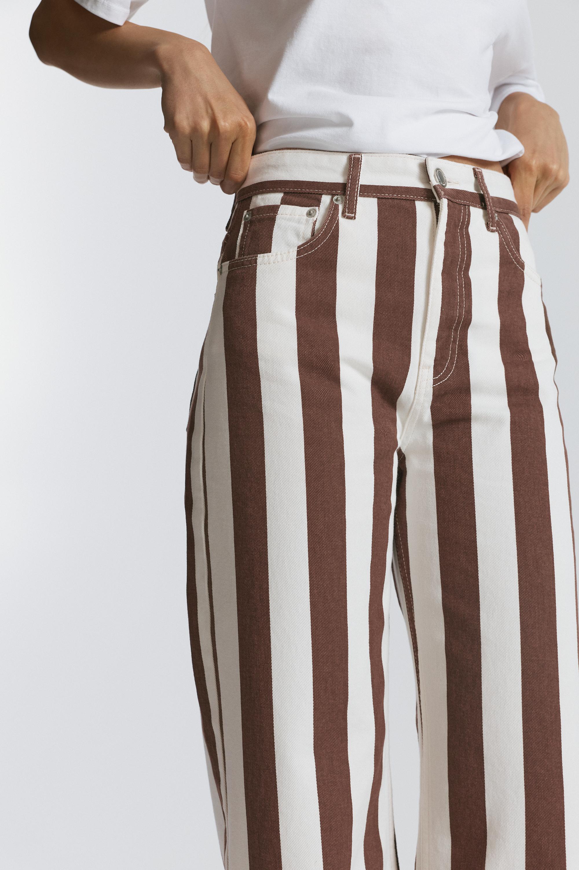 Striped straight-leg trousers — Brown