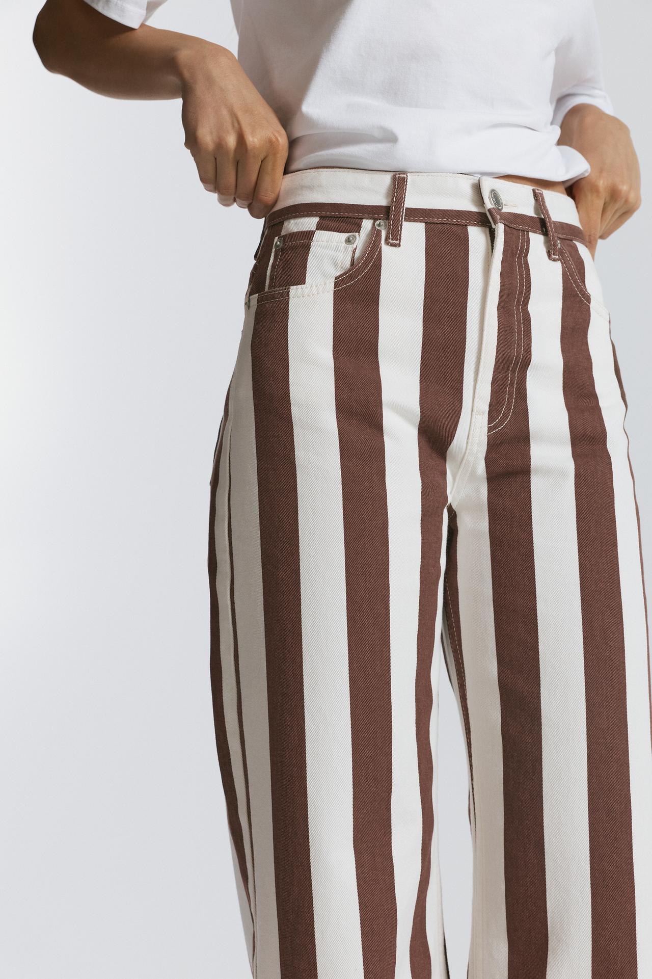Straight-leg striped trousers — Brown