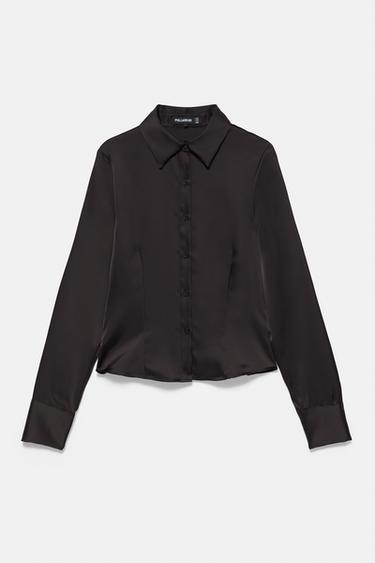 Fitted satin shirt — Black 5