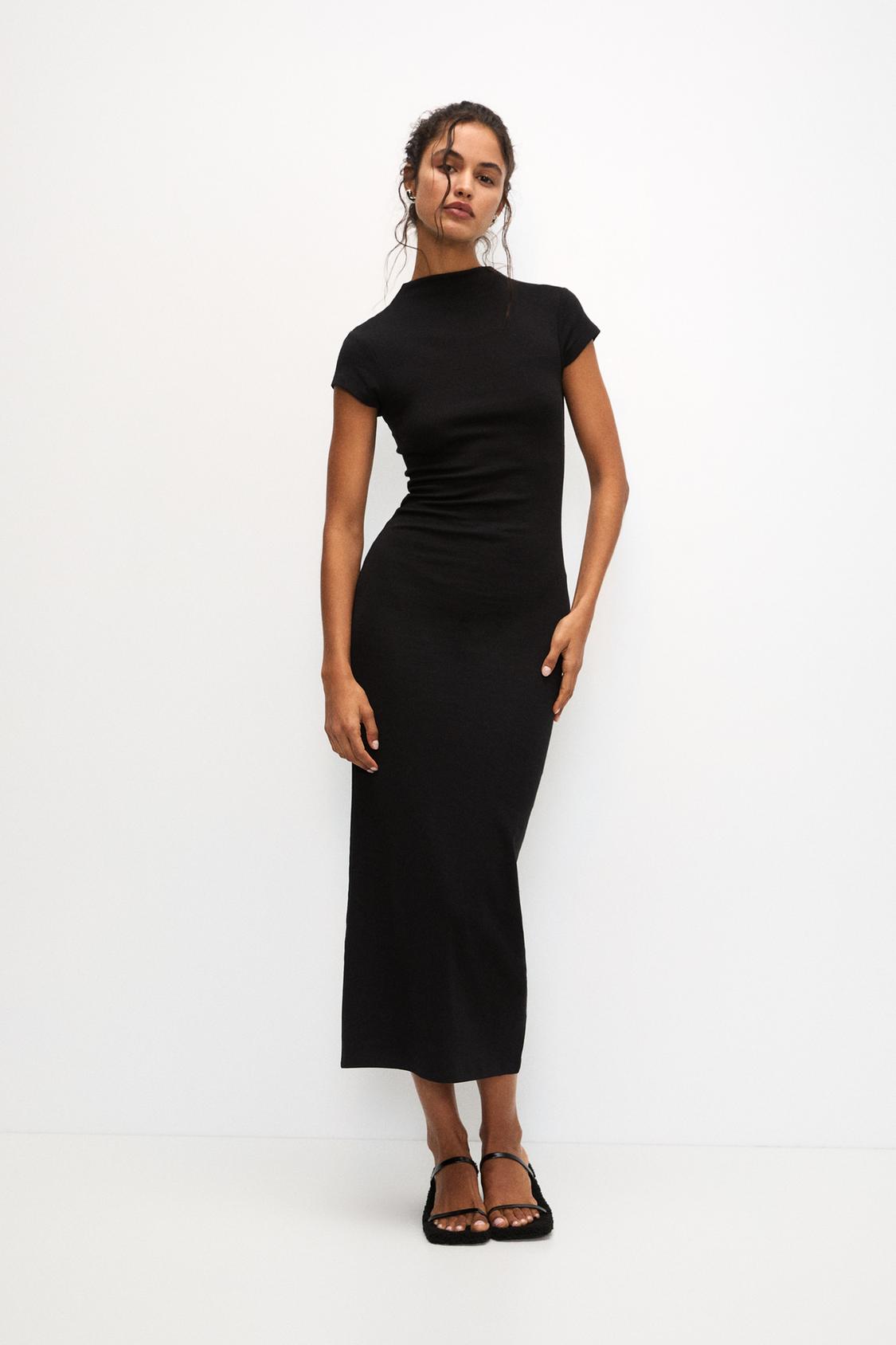 Midi Jurk Jurkje Met Kraag Midi Jurk Met Perkins Kraag PULL&BEAR