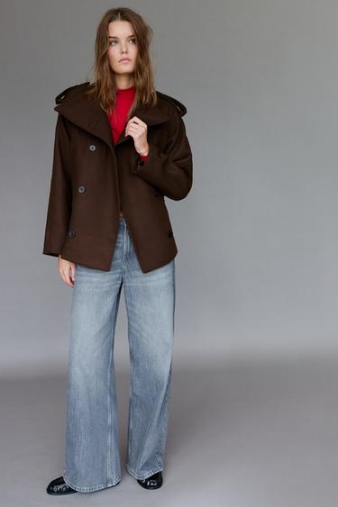 Short felt belted trench coat — Chocolate 4
