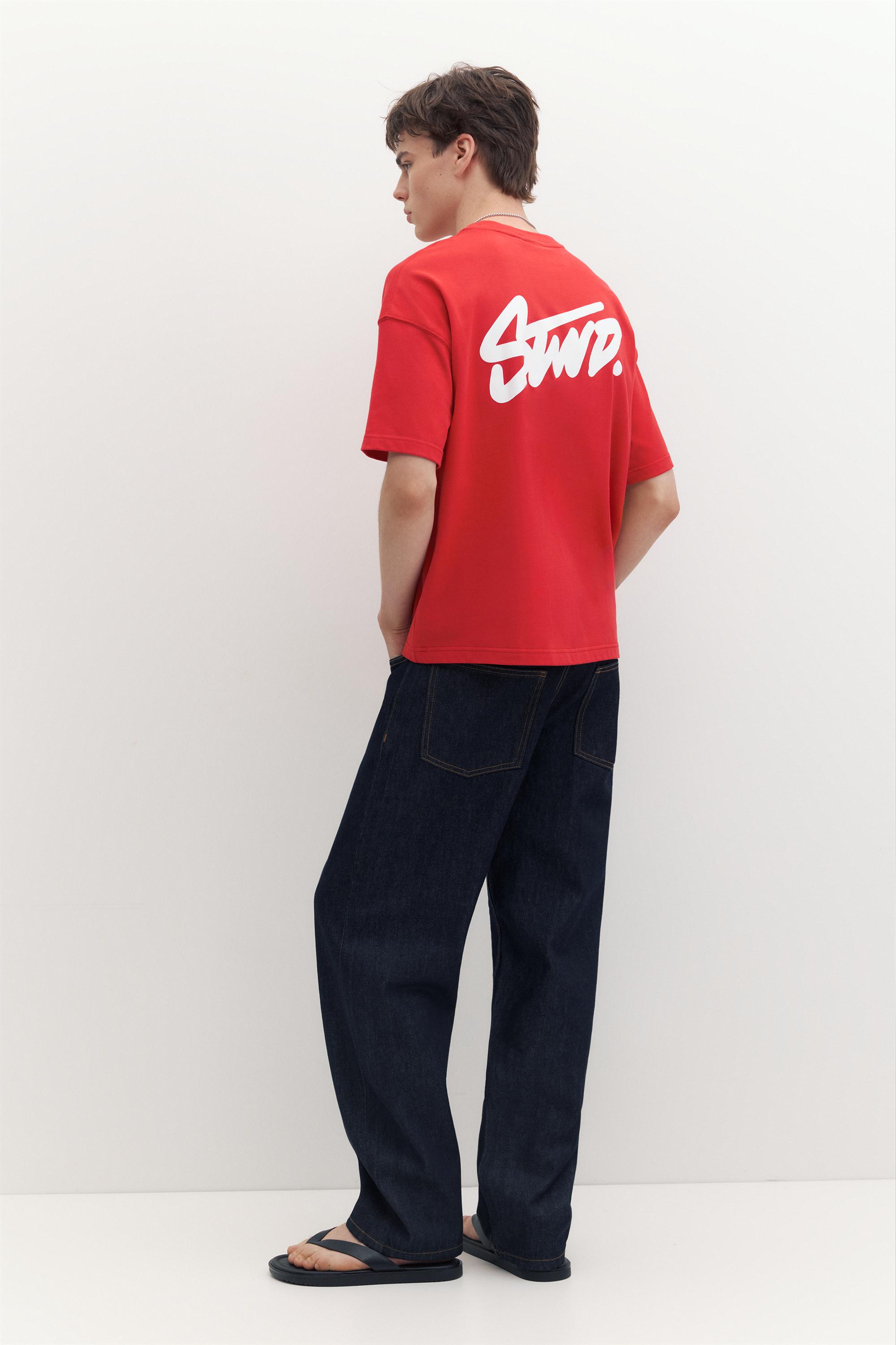 Boxy STWD logo T-shirt — Red