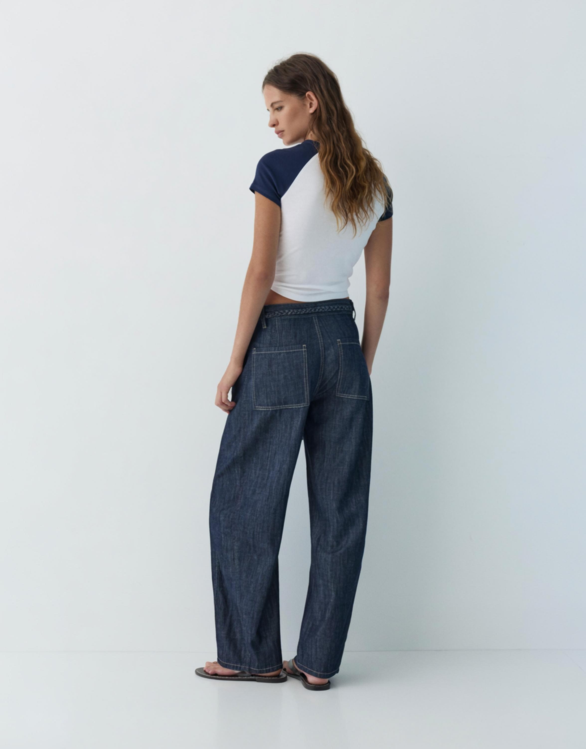 Balloon jeans with drawstring — Navy