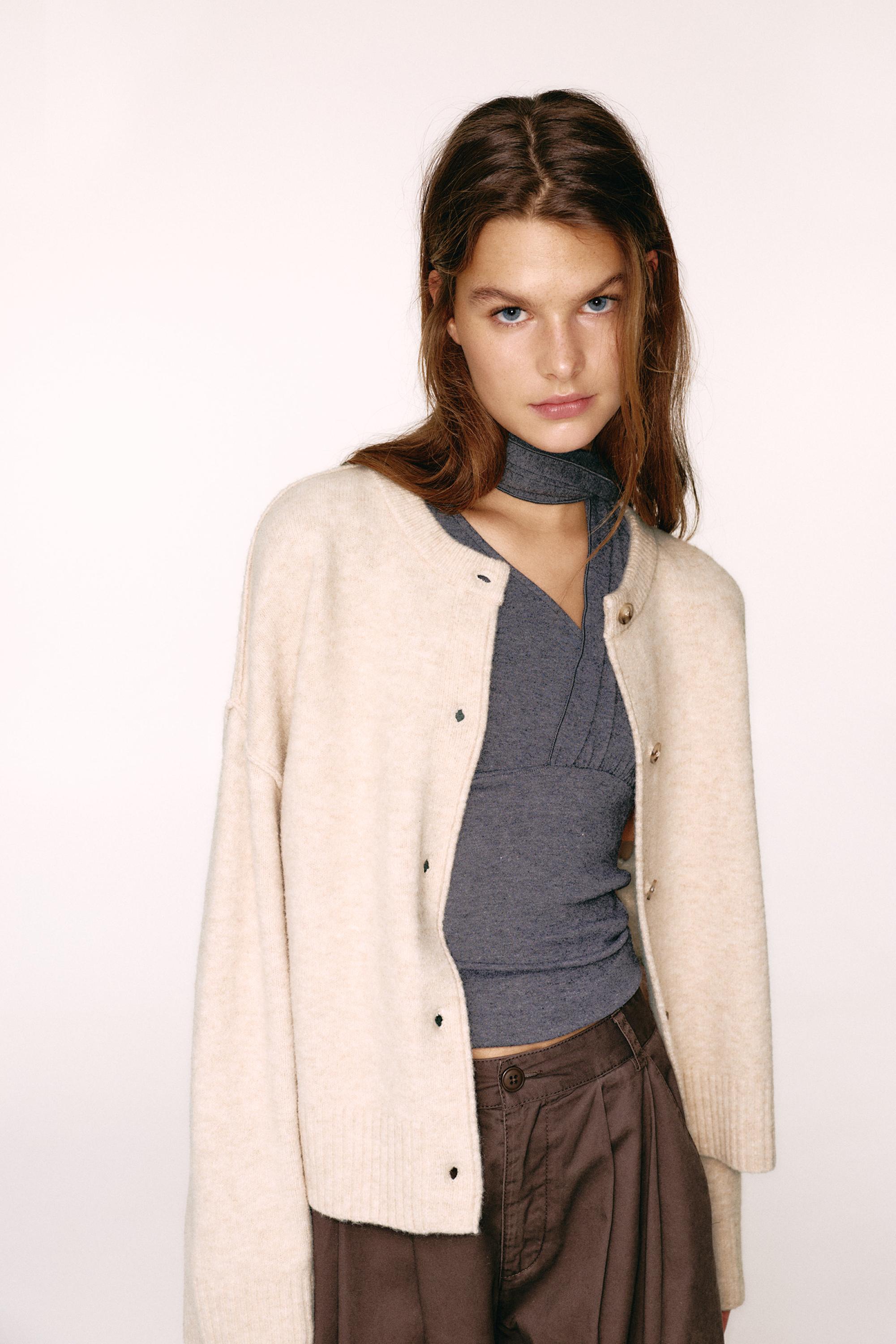 Soft knit cardigan — Sand