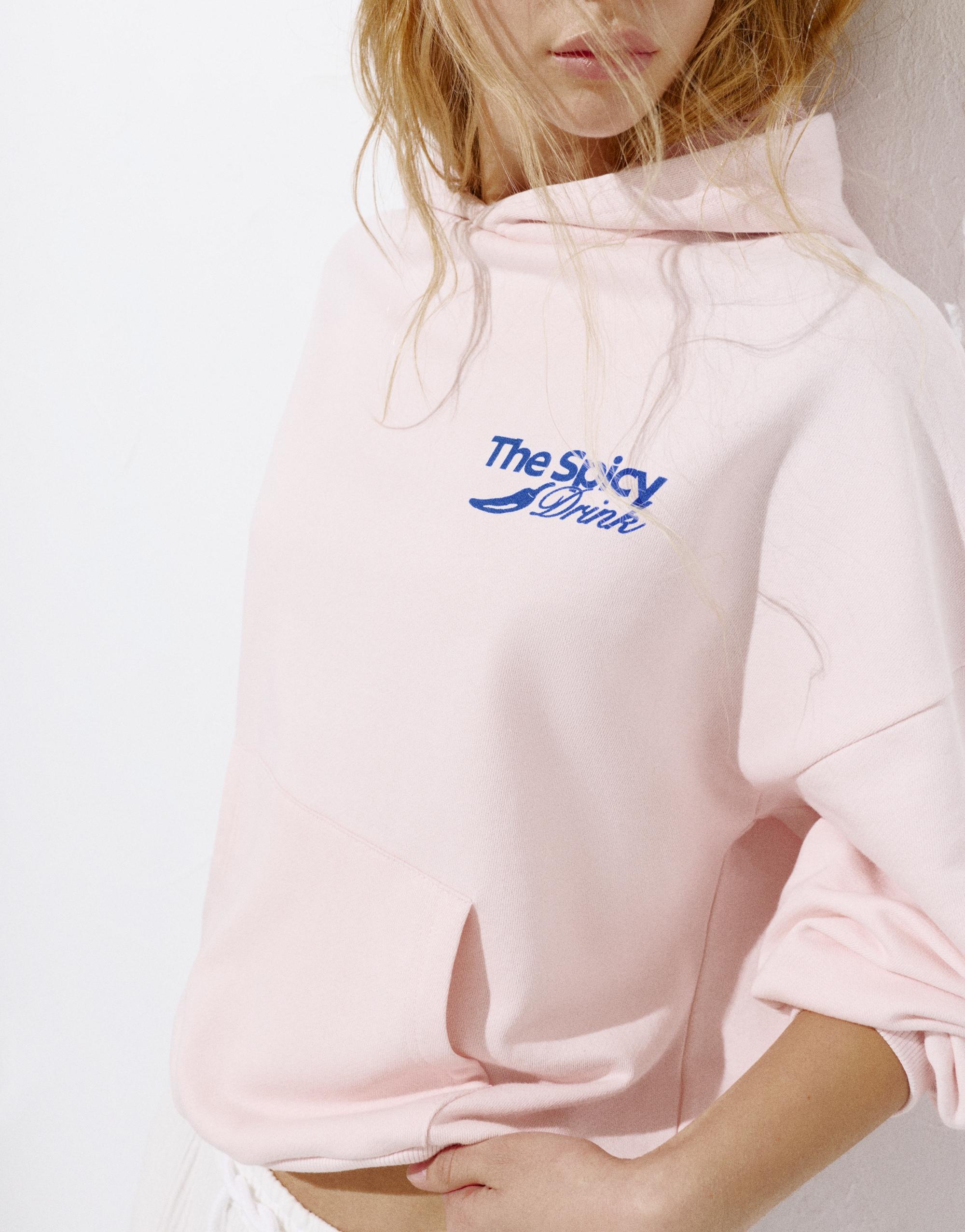 Graphic cup hoodie — Pale pink