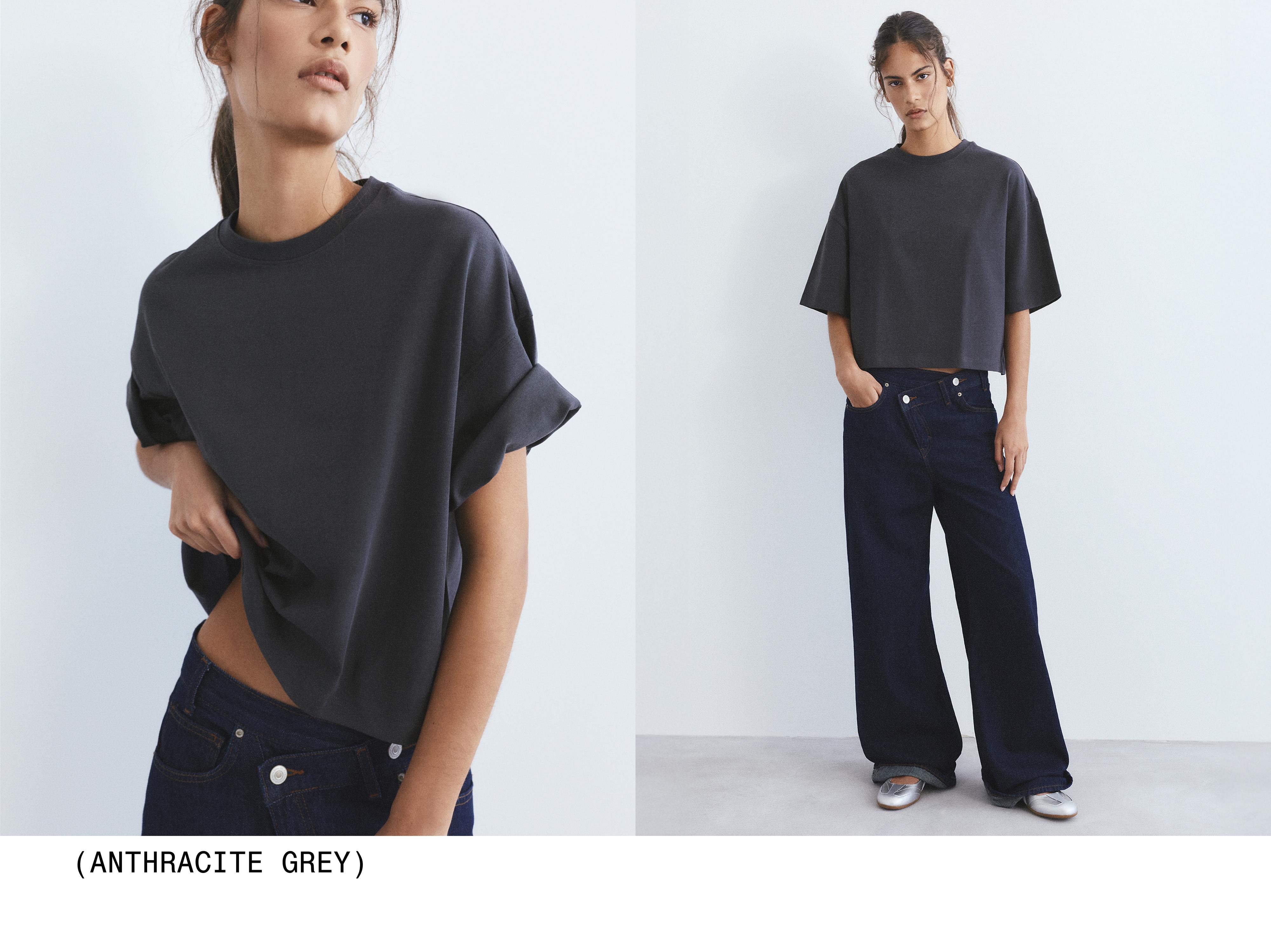 Boxy fit short sleeve T-shirt — Anthracite grey