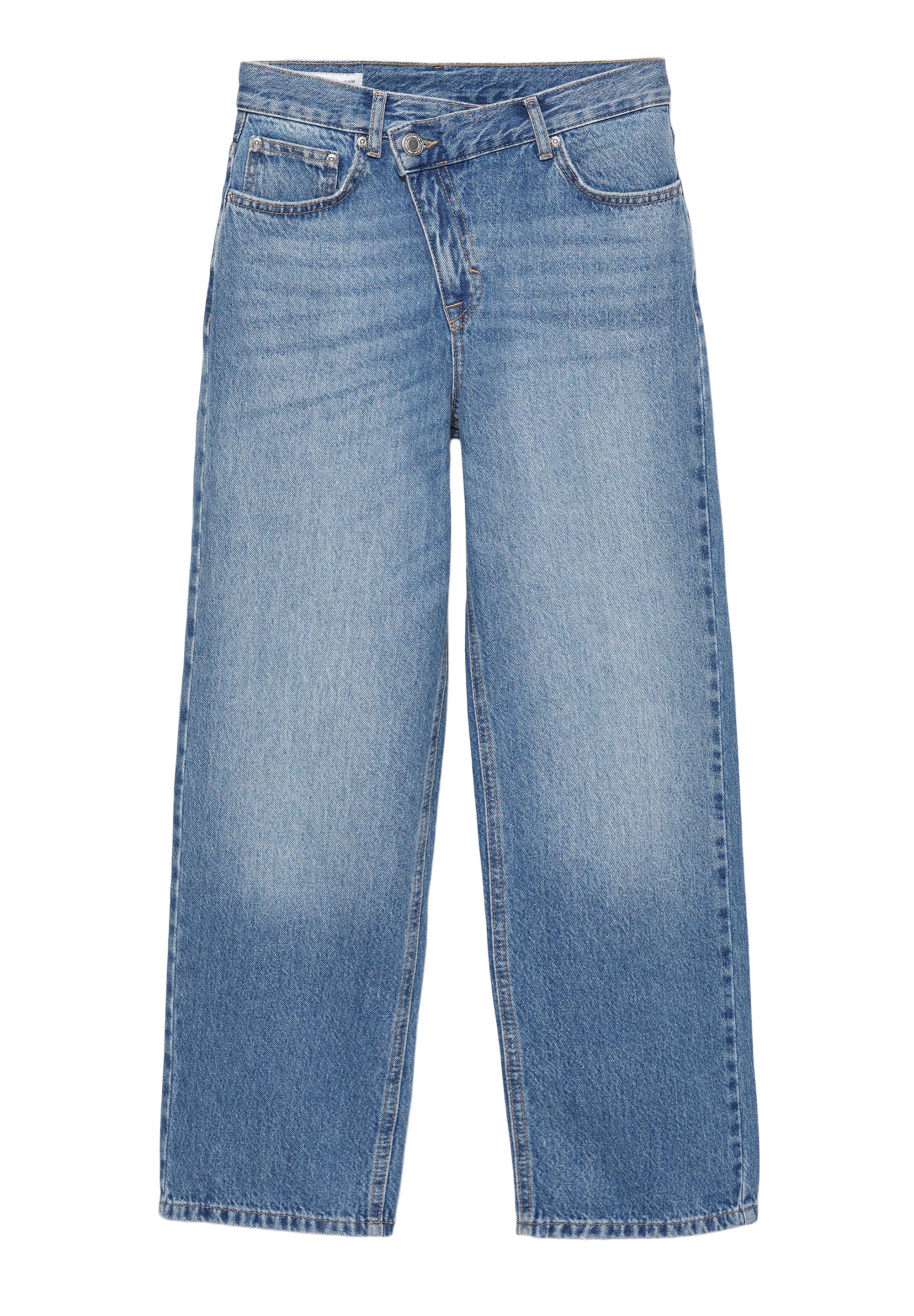Straight-leg jeans with crossover waistband — Medium blue