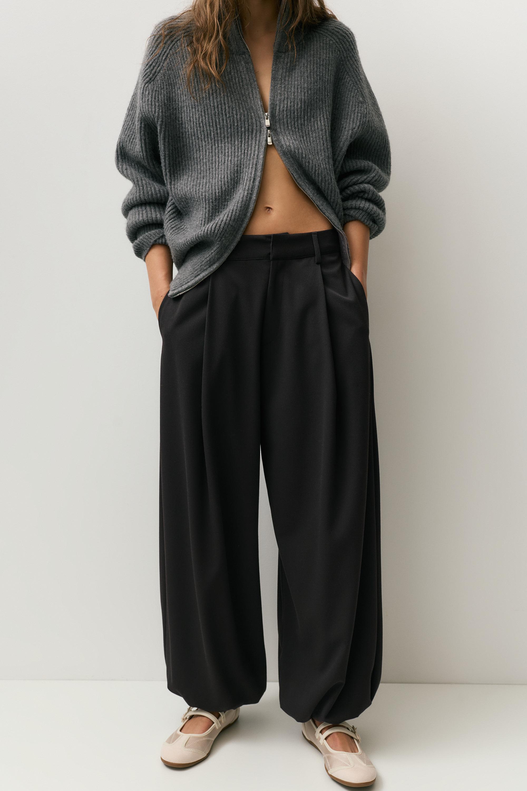 Darted sarouel trousers — Black