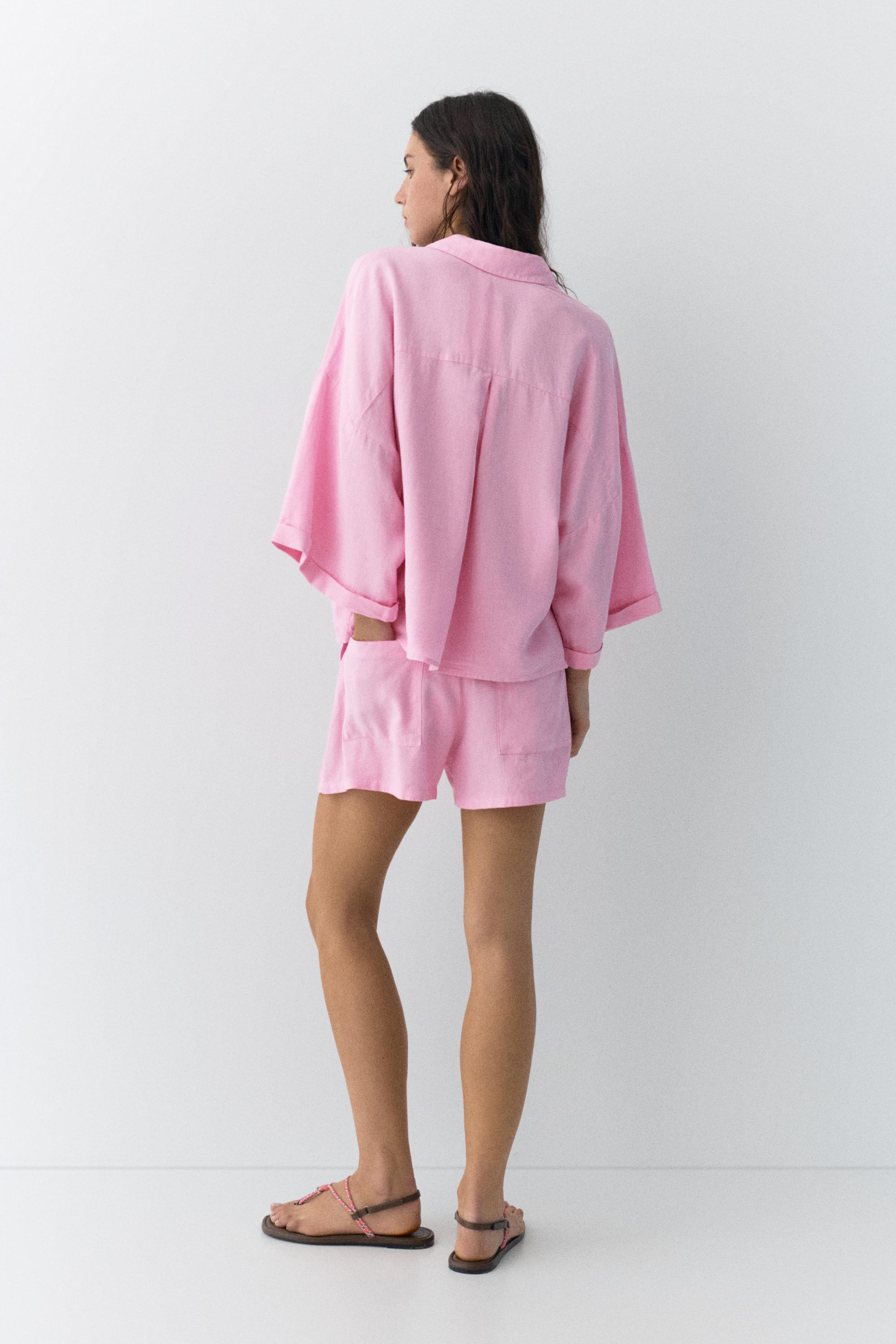 Linen blend shirt — Pink