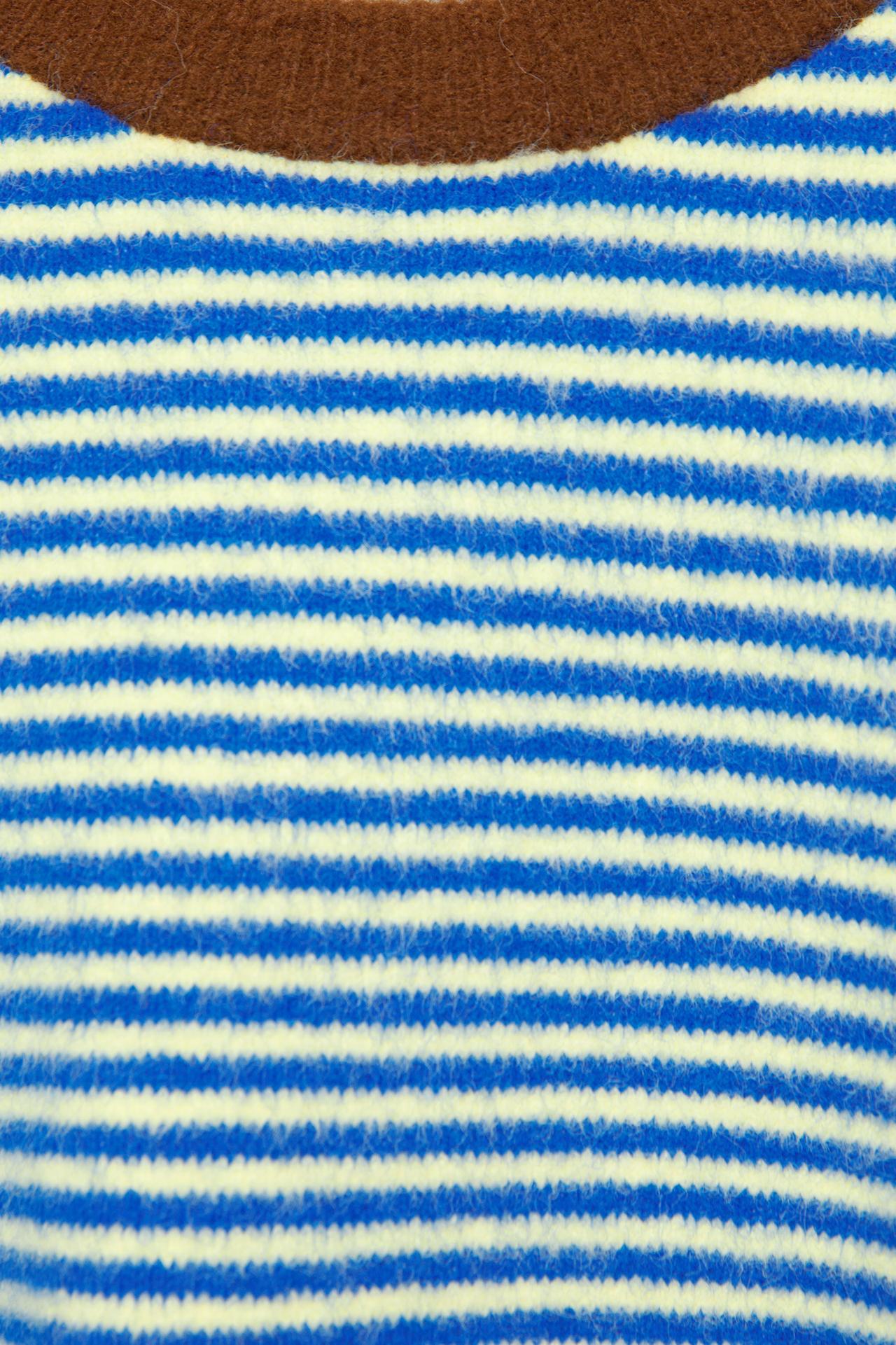 Striped jumper with contrast neck — Pale blue