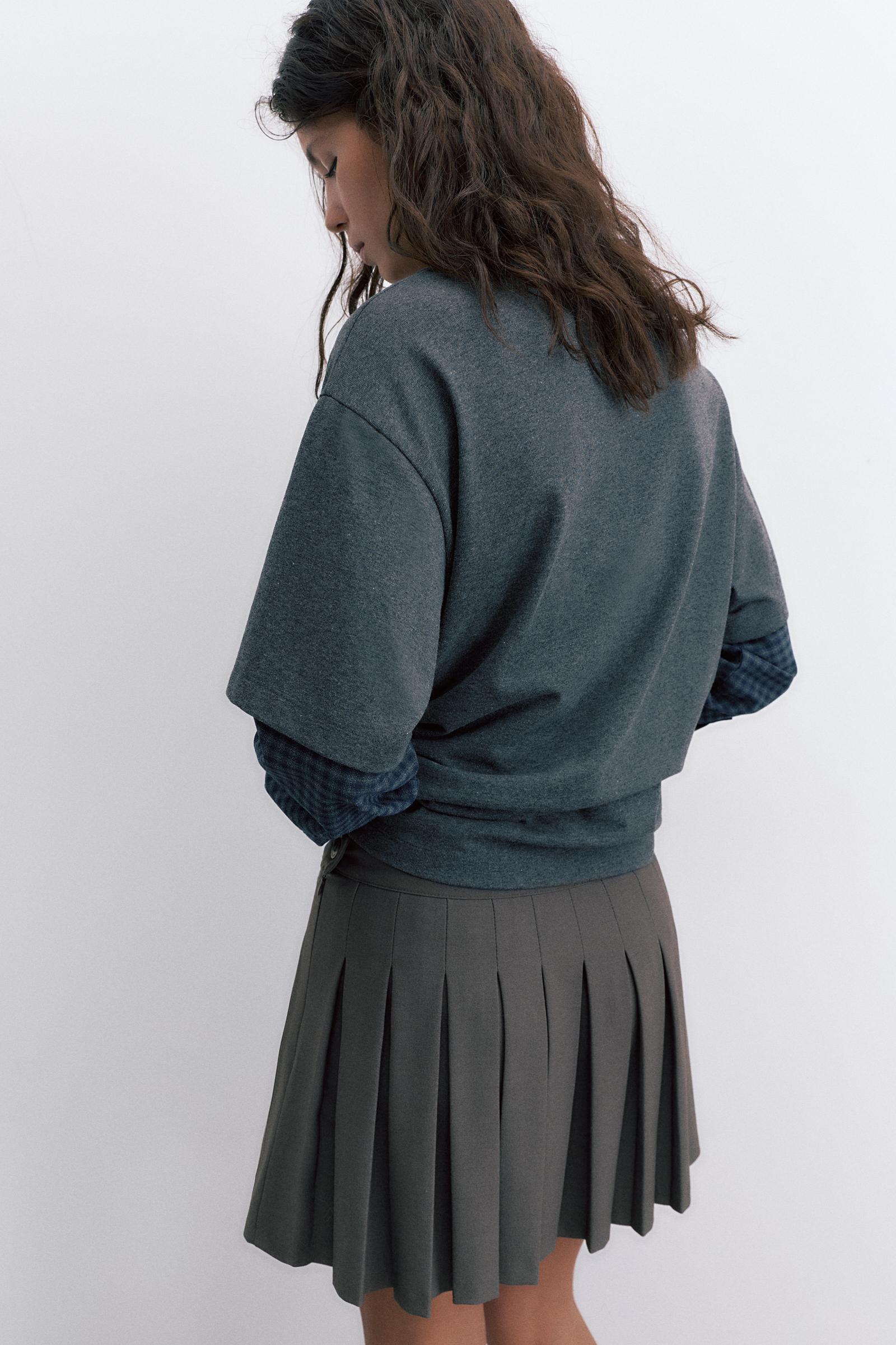 Pleated mini skirt — Grey marl