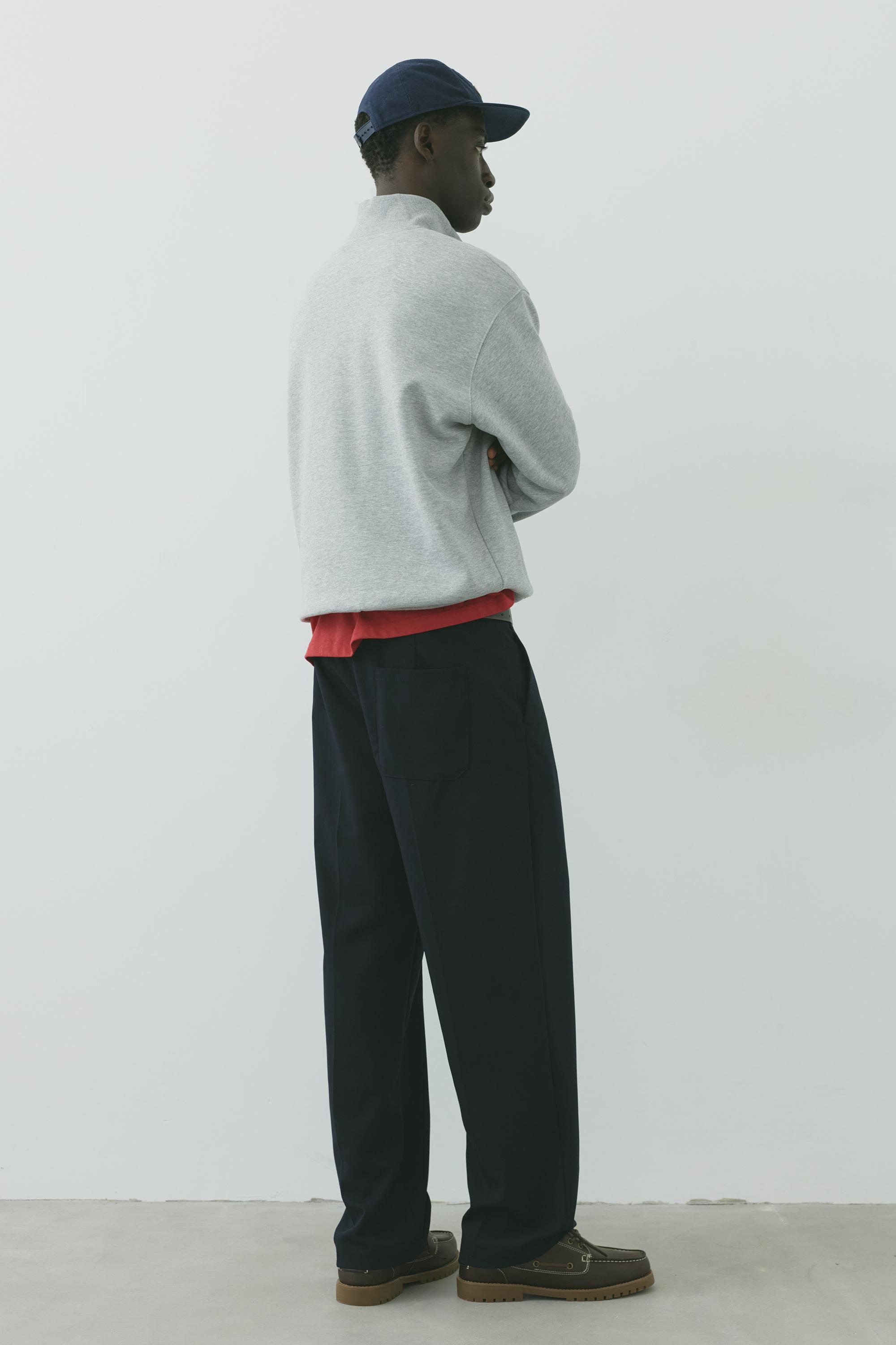 Wide-leg tailored trousers — Navy