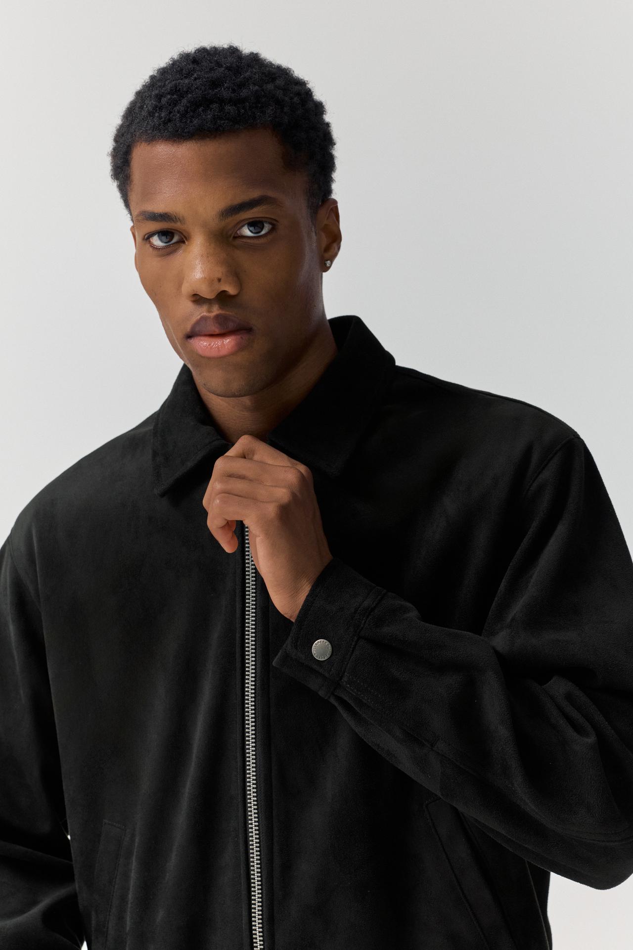 Faux suede jacket — Black