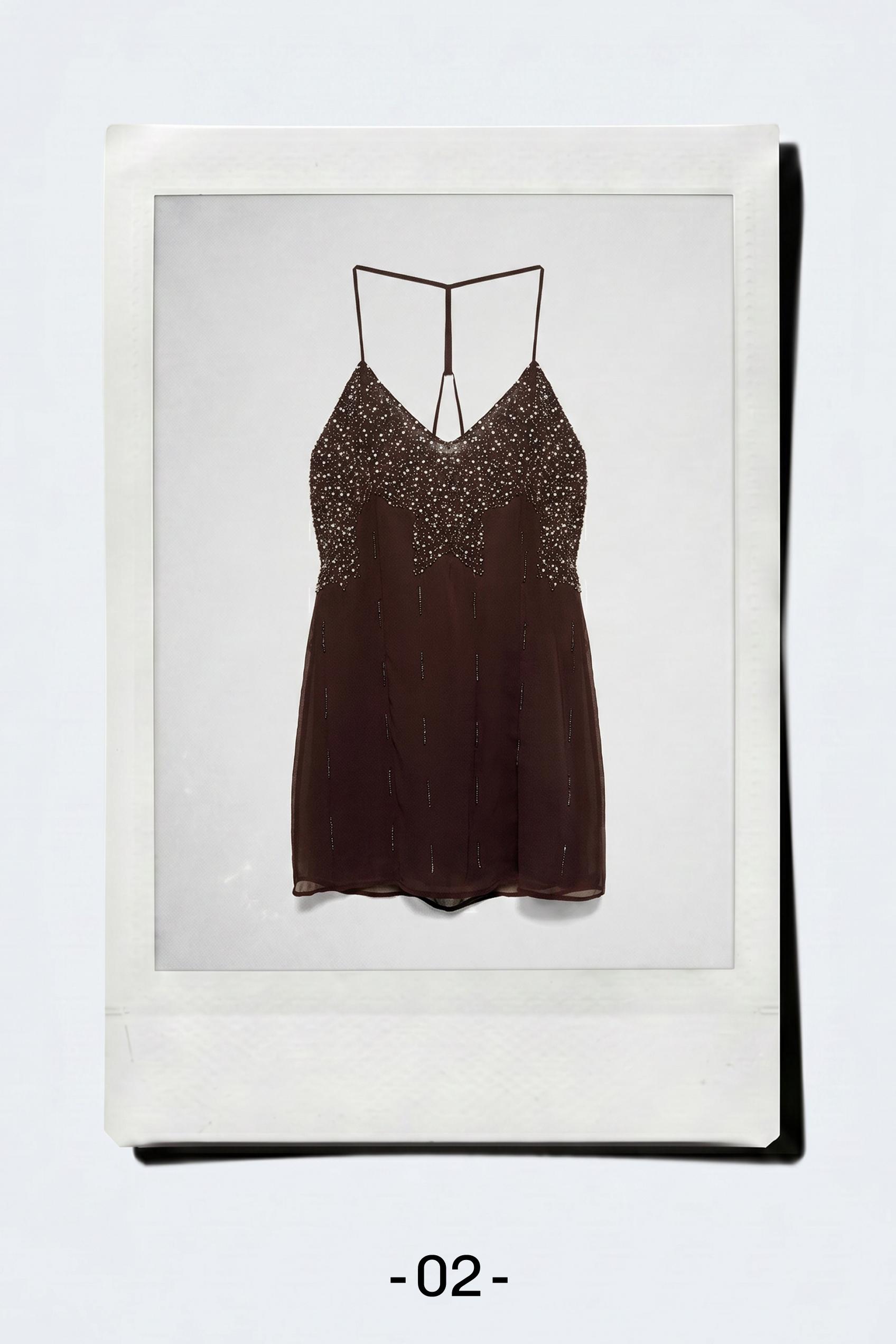 Sequin strappy dress — Wine