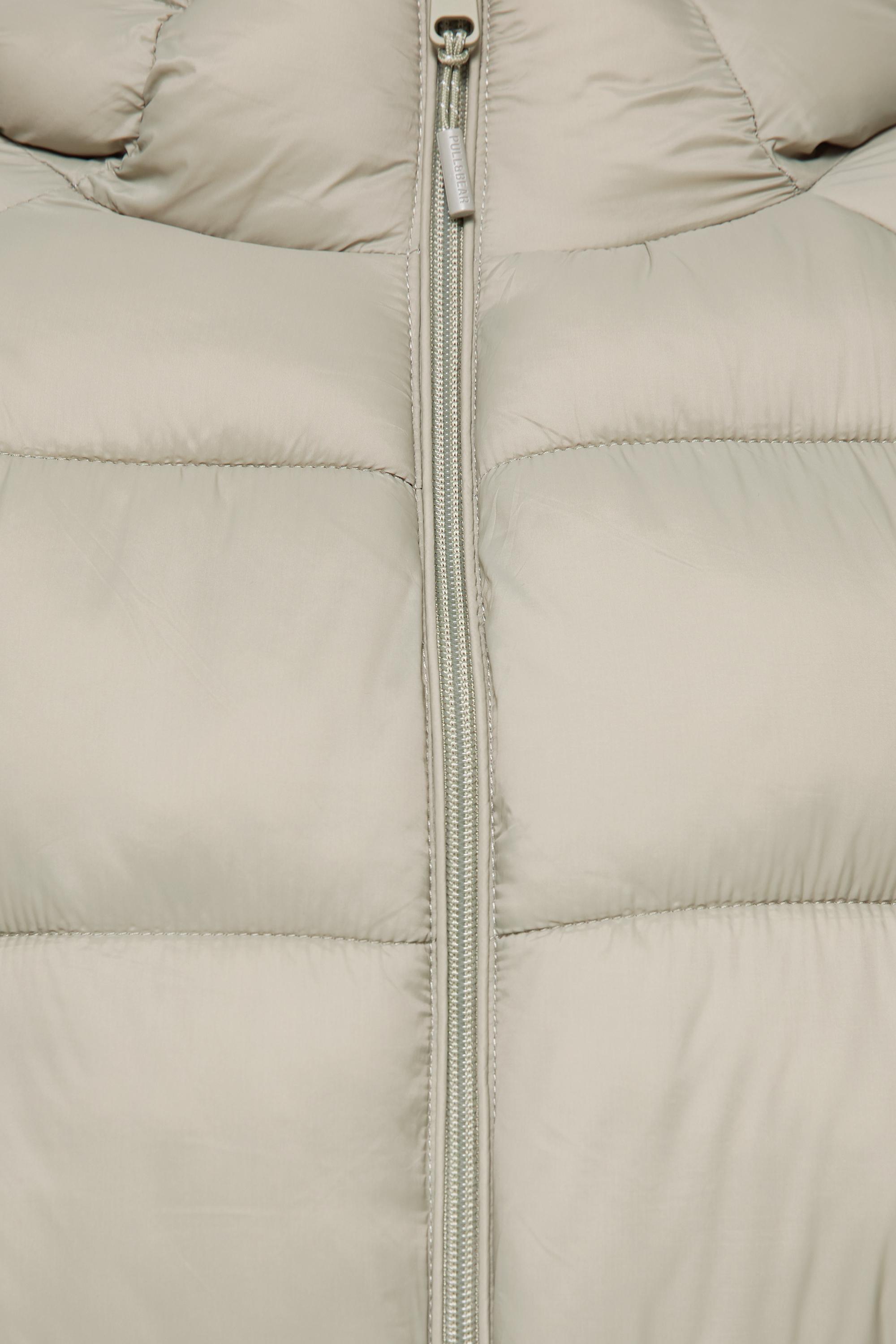 Hooded puffer jacket — Pale khaki
