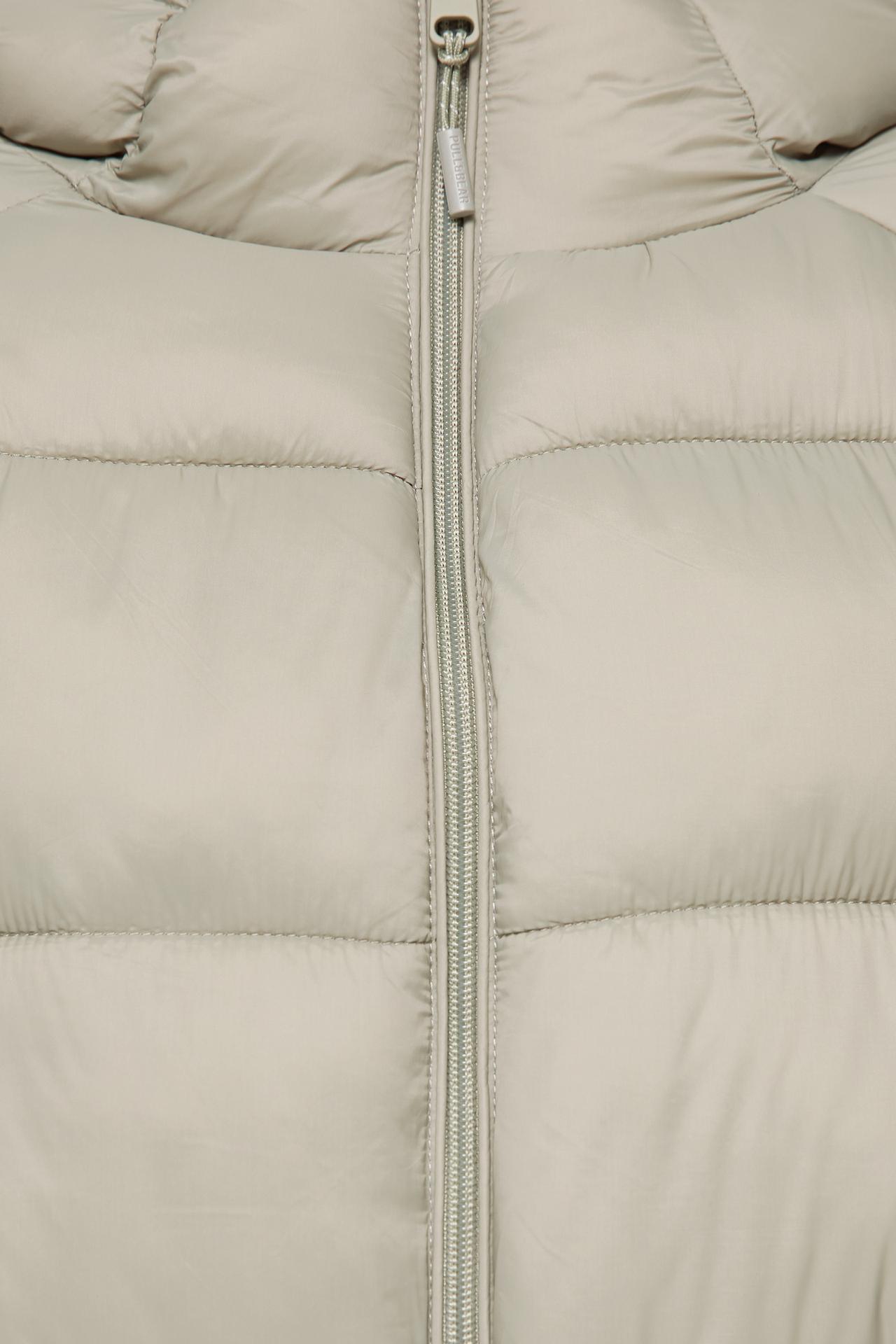 Hooded puffer jacket — Pale khaki