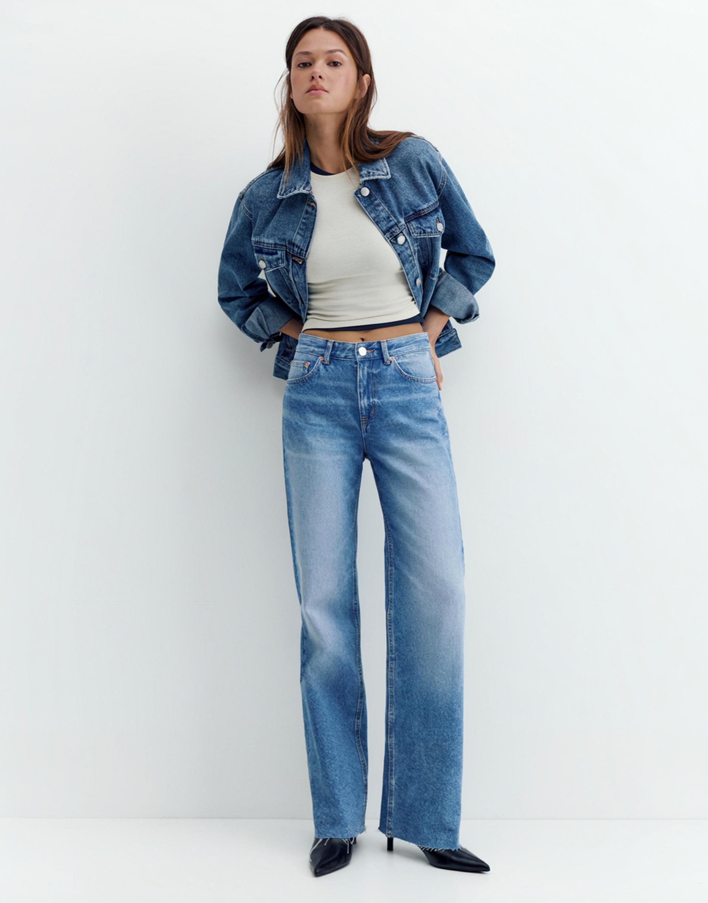 High-waist wide straight-leg jeans — Indigo