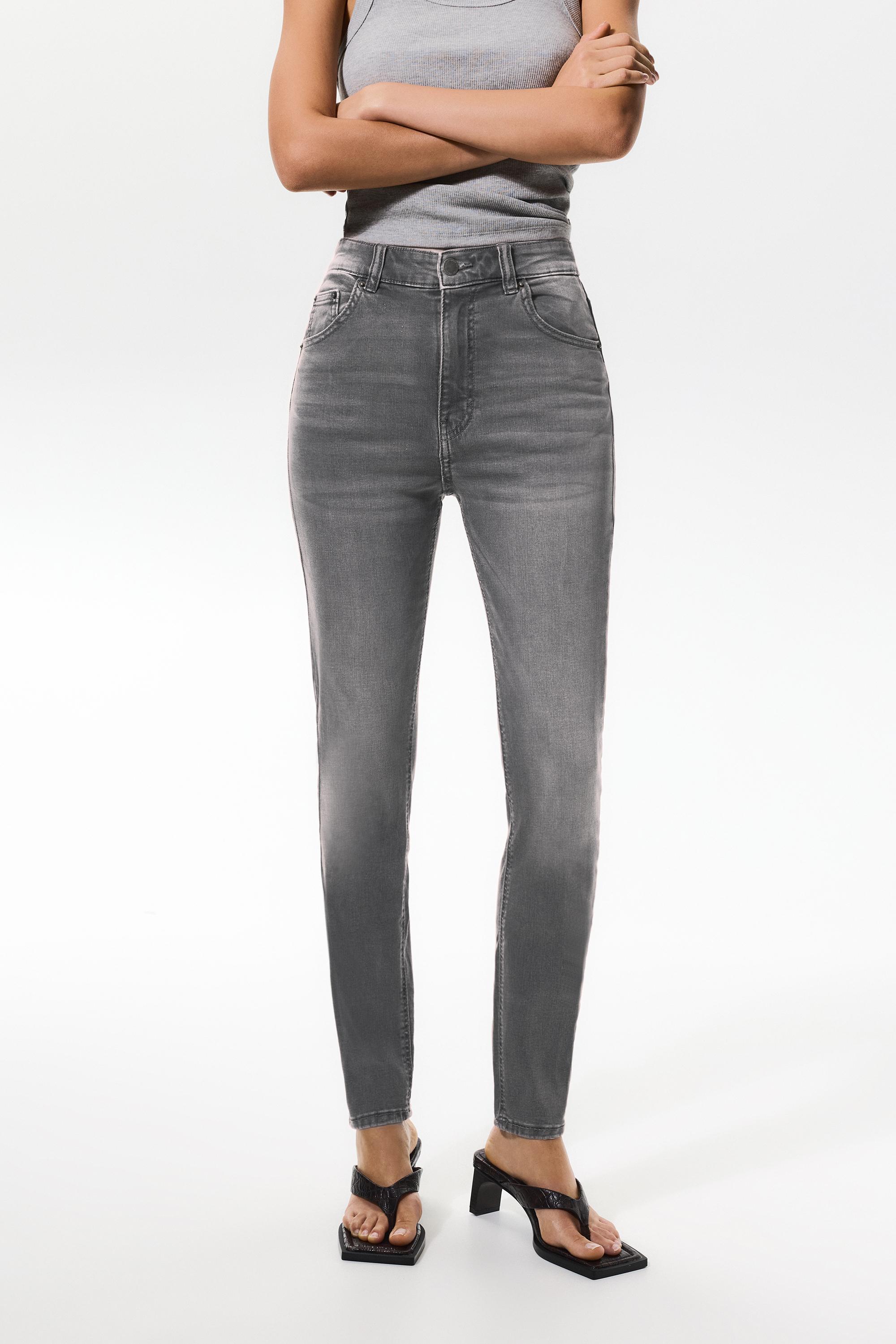 High-waist skinny jeans — Grey