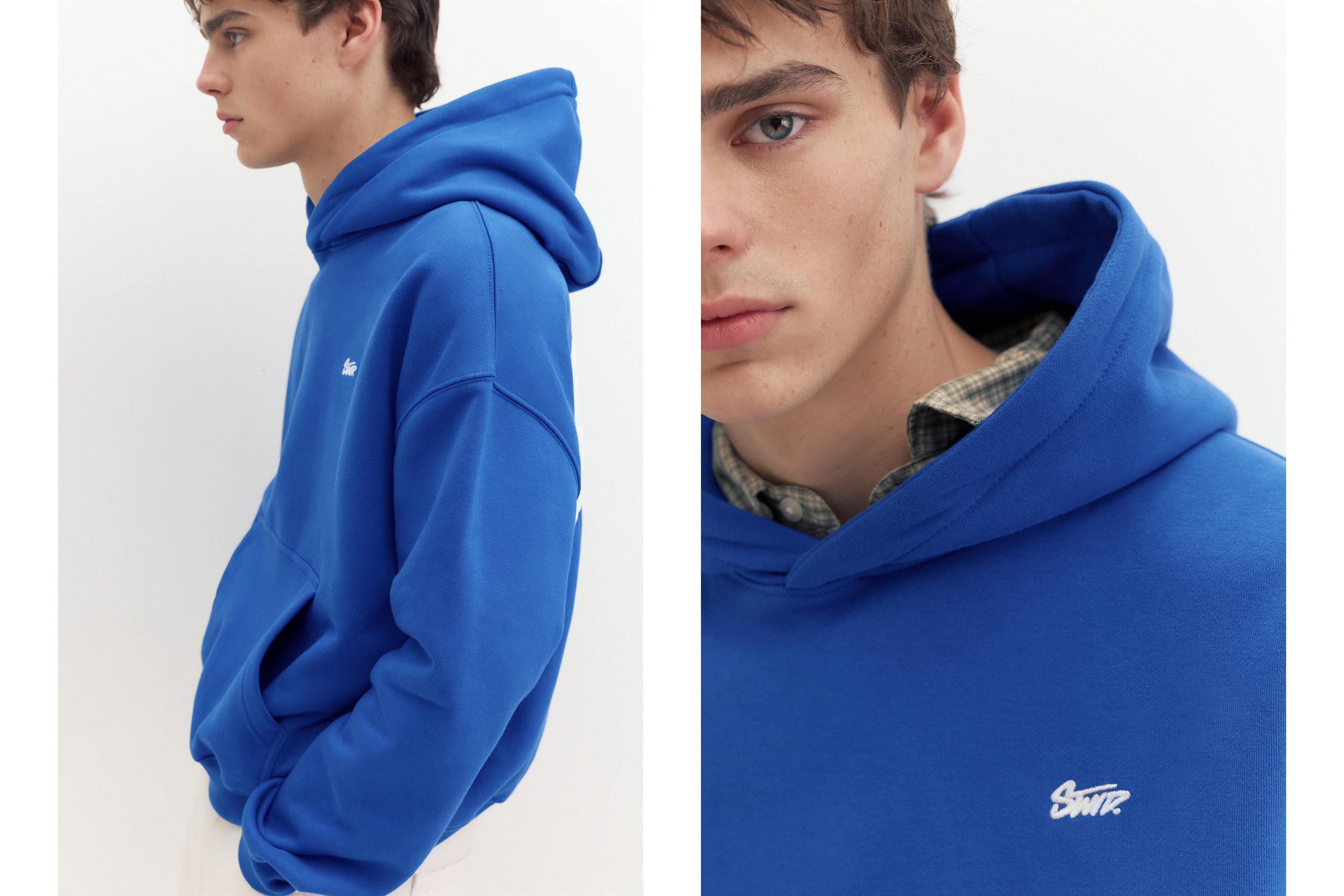 STWD logo boxy hoodie — Deep blue