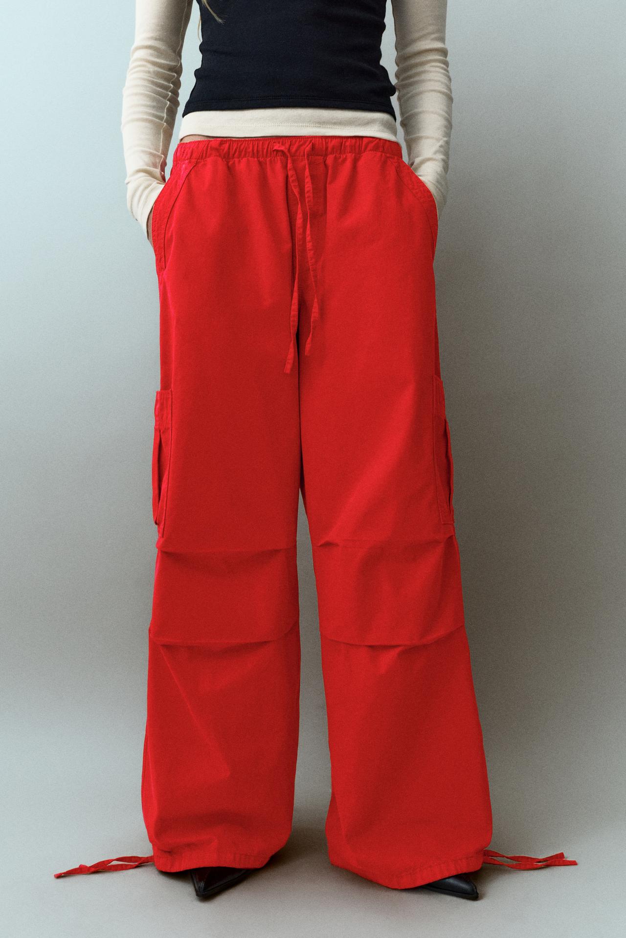 Parachute cargo trousers — Red