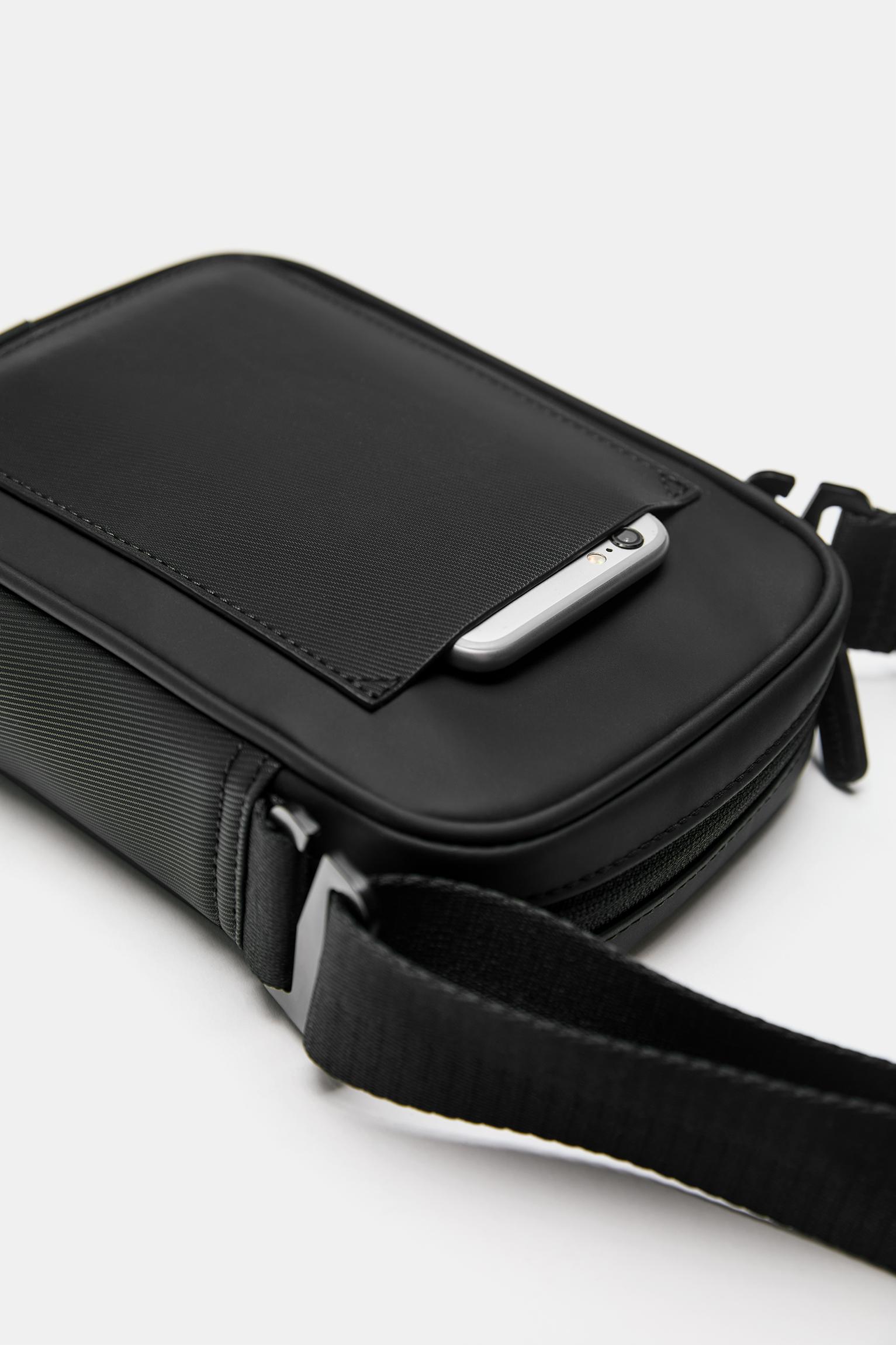 Rubberised crossbody bag — Black