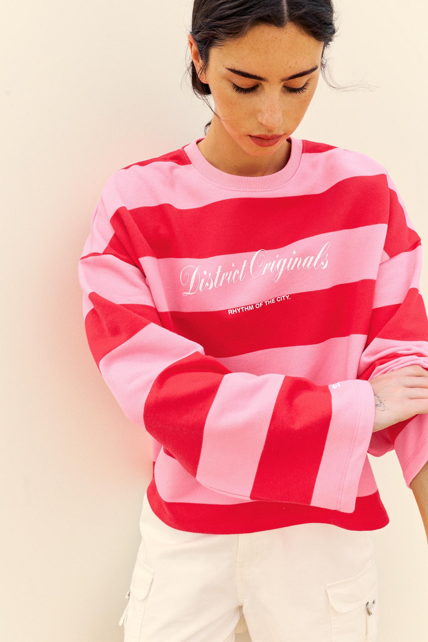 Oversize striped sweatshirt — Red